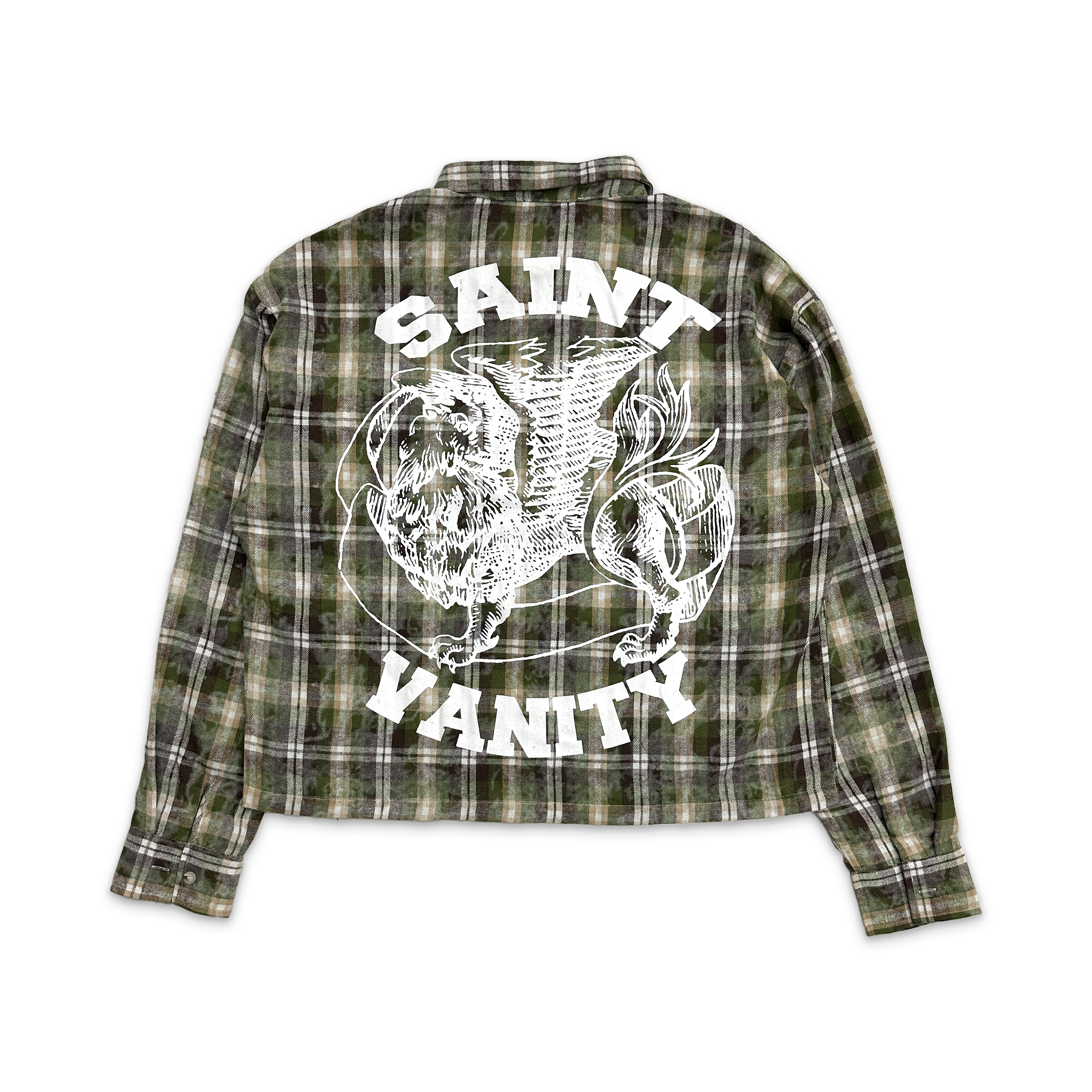 Saint Vanity, Classic Logo Flannel "Green & Brown"