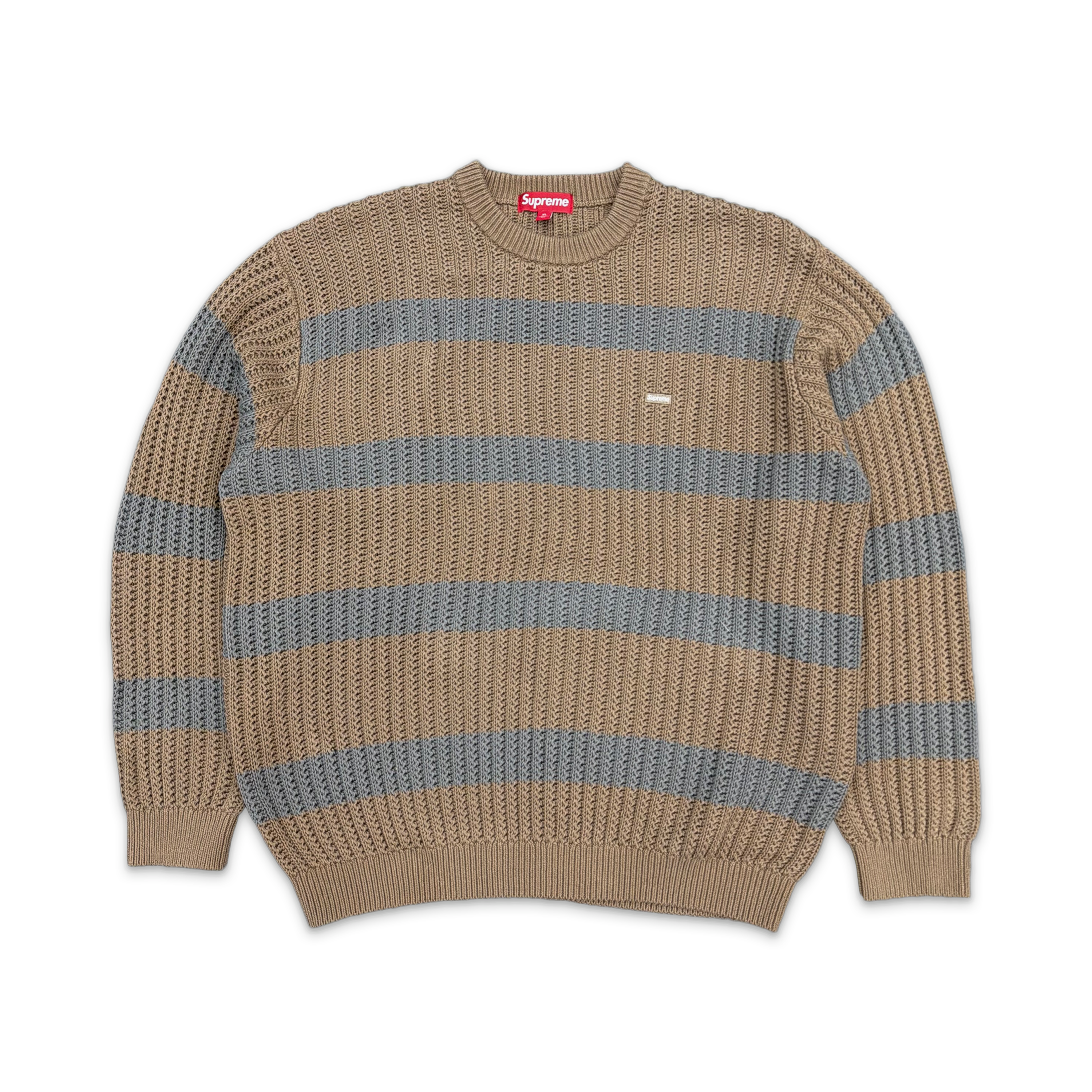 Loose Gauge Stripe Small Box Sweater "Khaki"