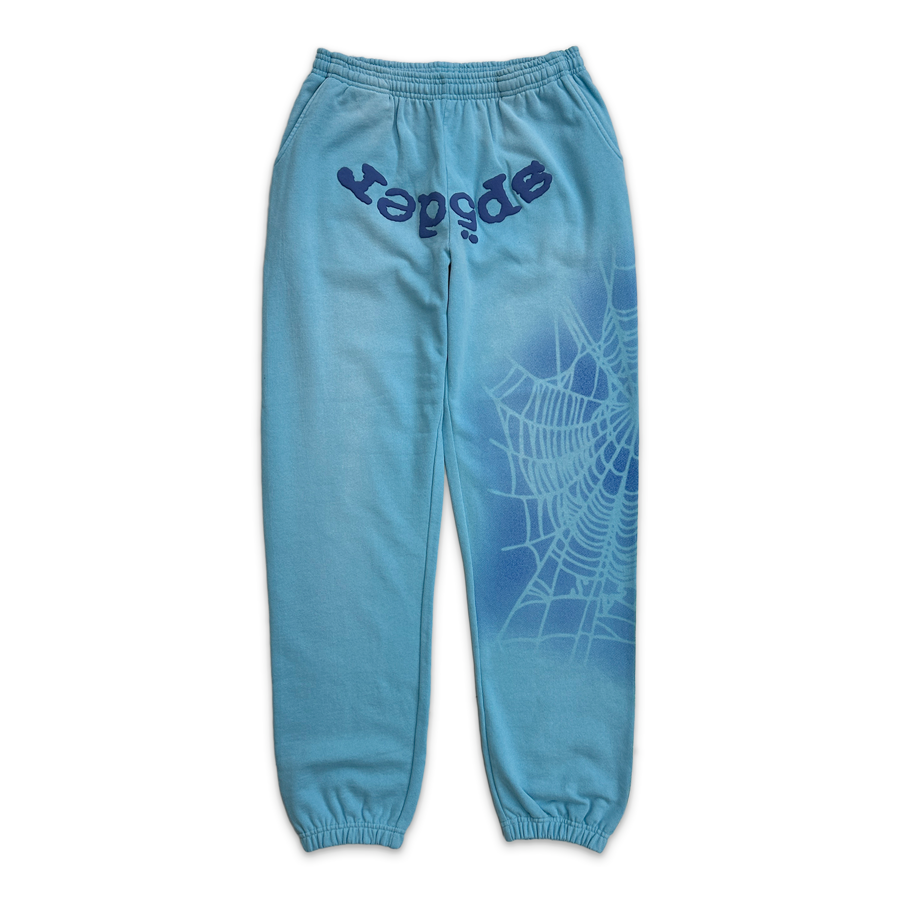 Sp5der, OG Web V2 Spray Sweatpants "Light Blue"