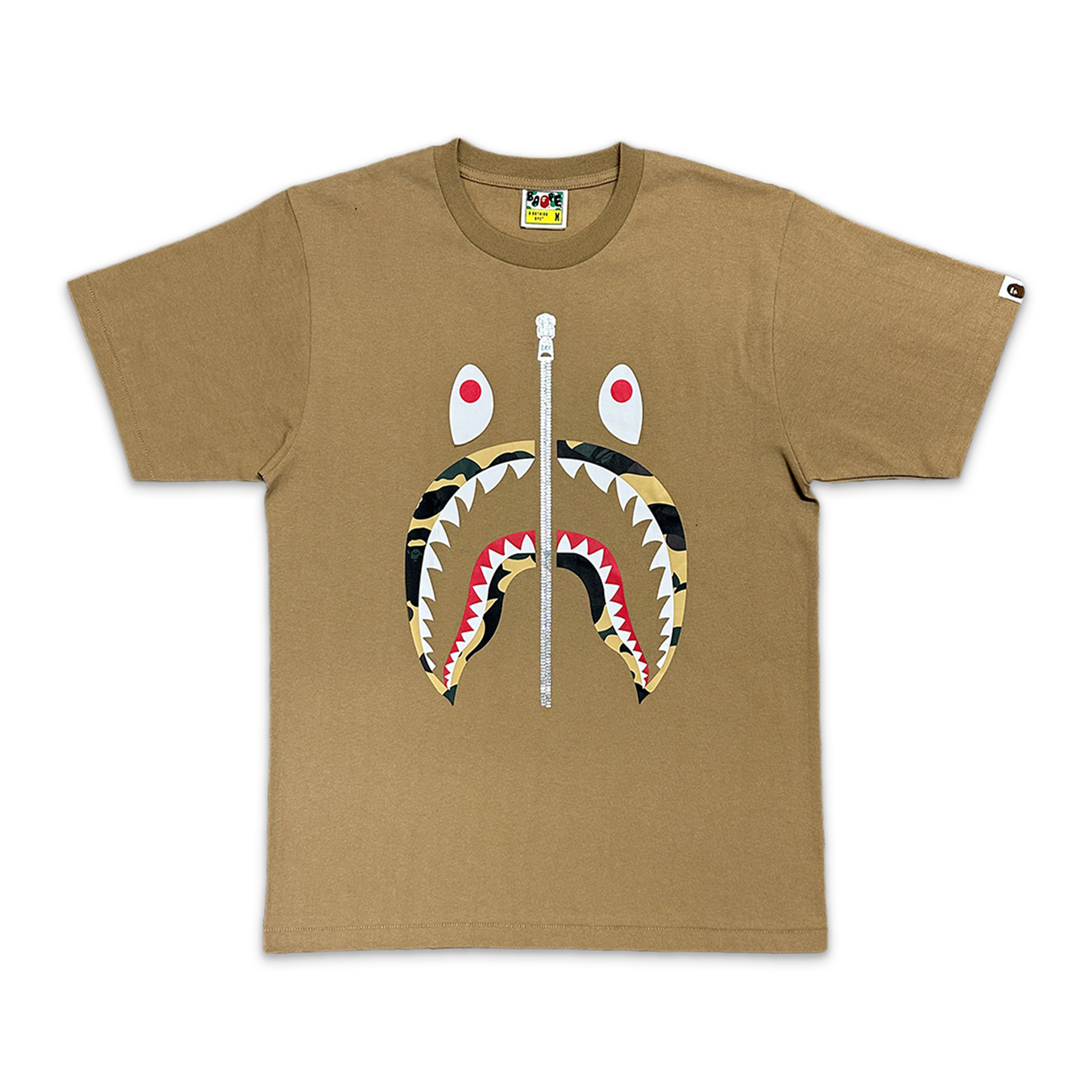 A Bathing Ape (BAPE), Yellow 1st Camo Zip Shark Tee "Tan"