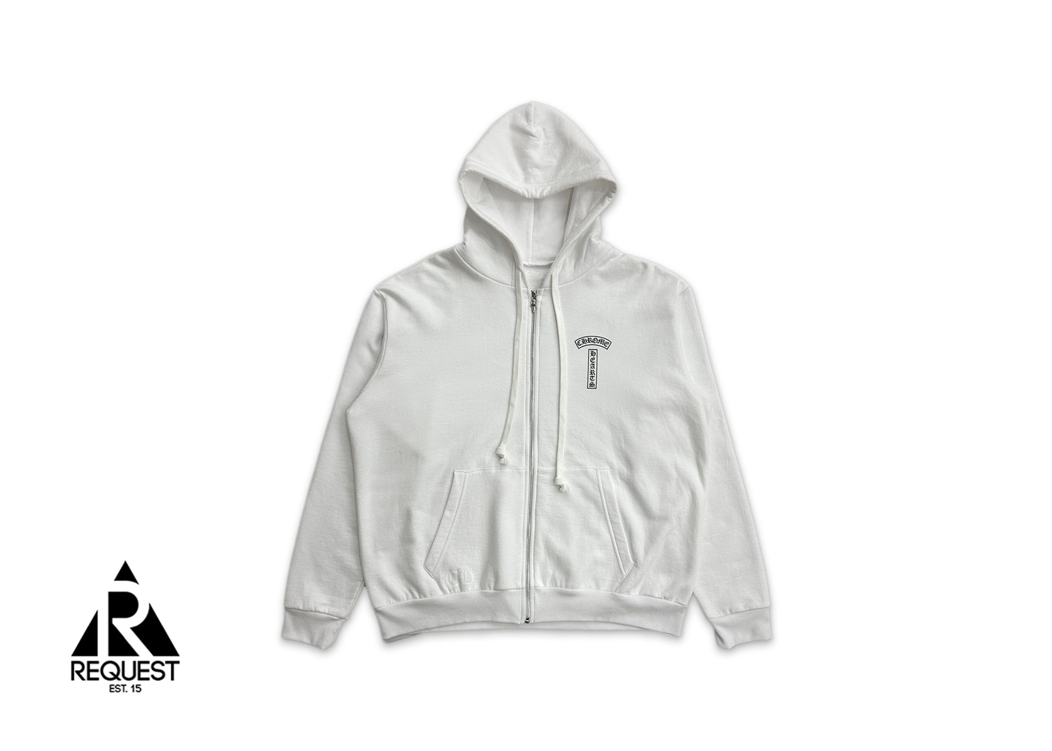 Chrome Hearts, T-Logo Script Letters Zip Up Hoodie "White"