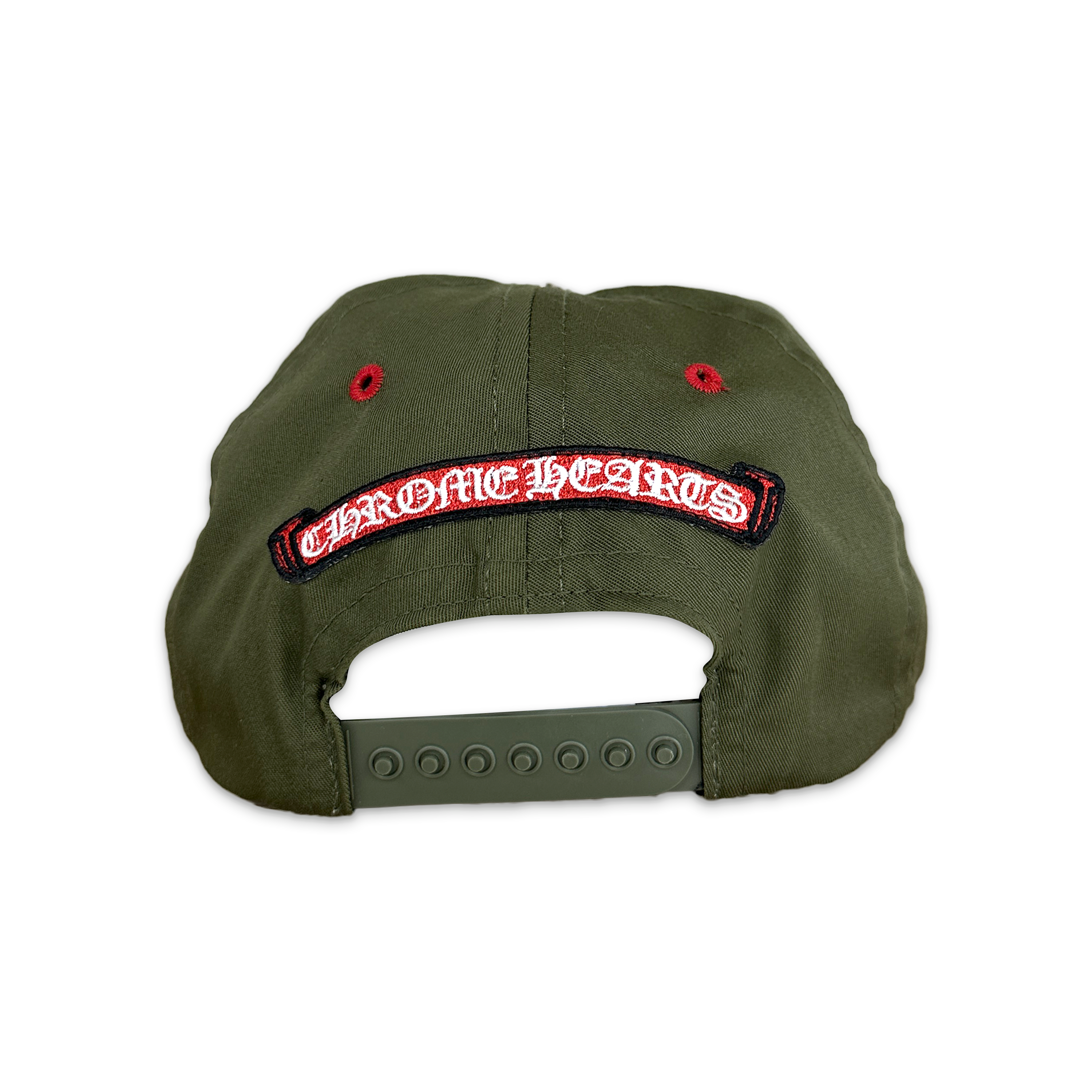 Chrome Hearts, Triple Cross Snapback "Olive & Red"