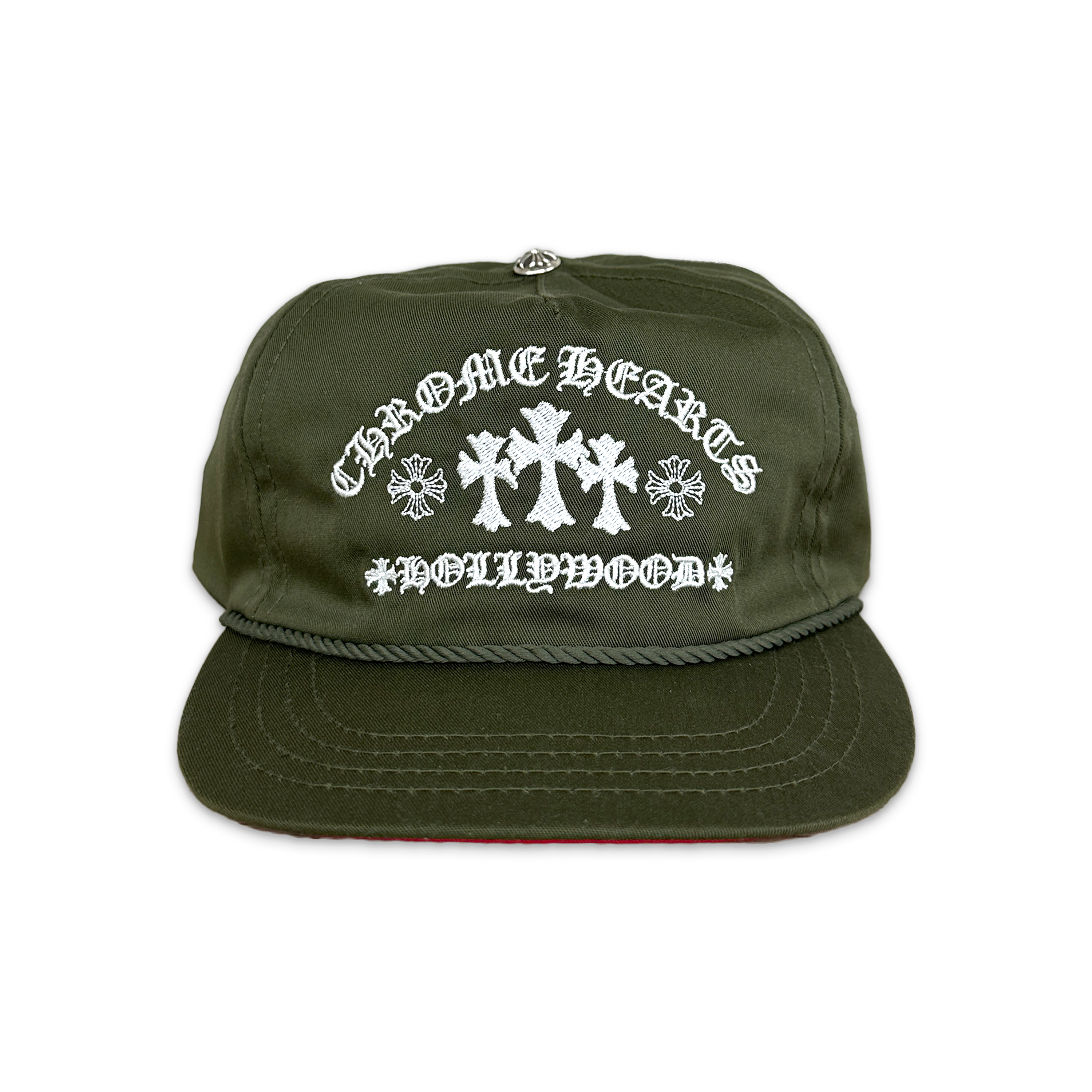 Chrome Hearts, Triple Cross Snapback "Olive & Red"