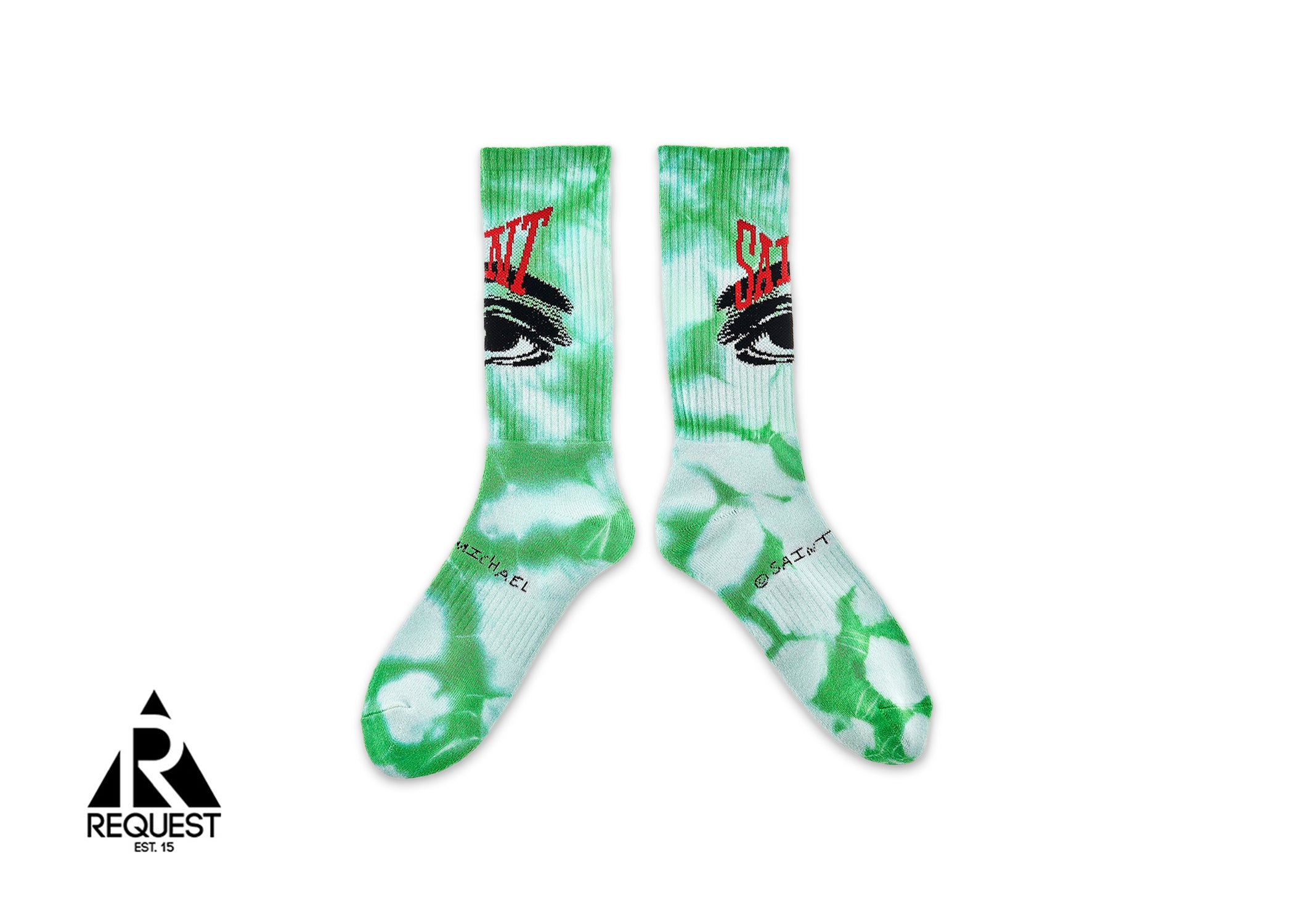Saint Michael Eye Socks "Tie Dye Green"