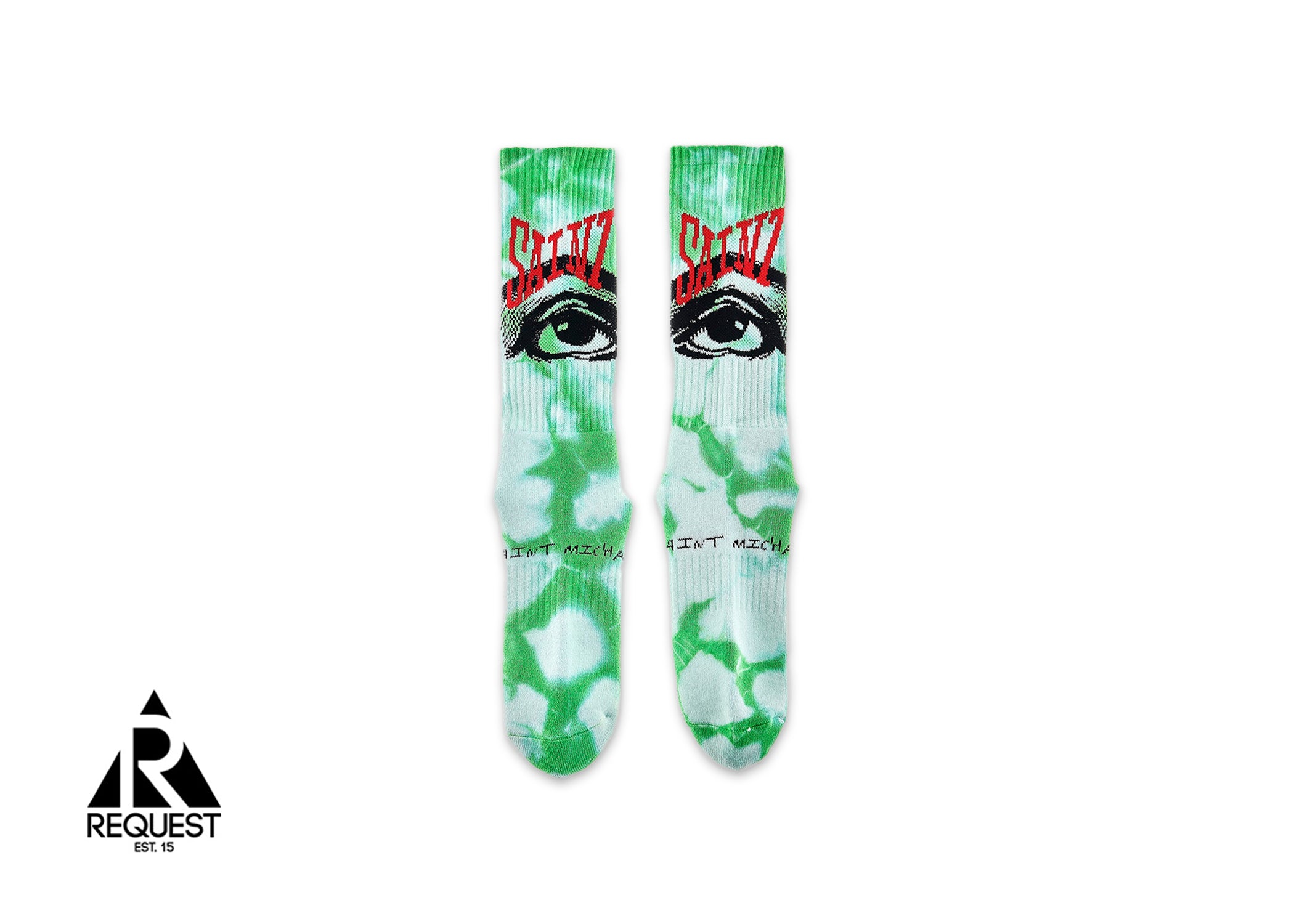Saint Michael Eye Socks "Tie Dye Green"