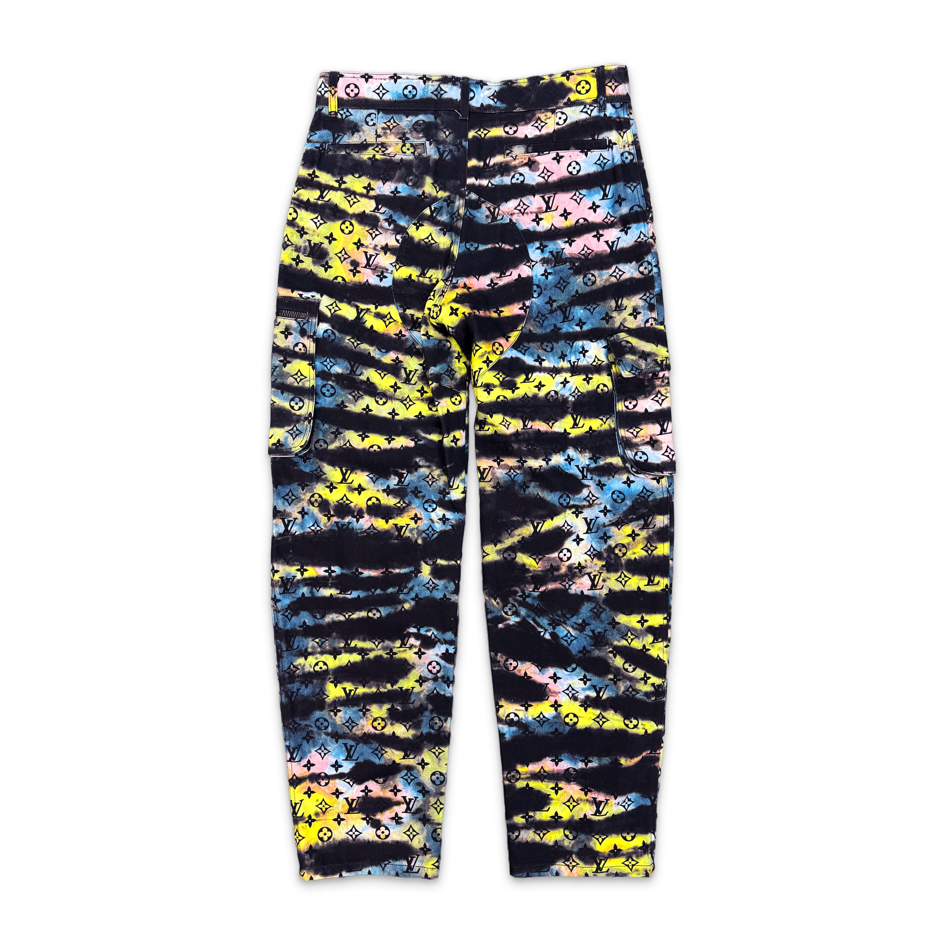 Printed Monogram Tie-Dye Cargo Denim Pants "Multicolor"