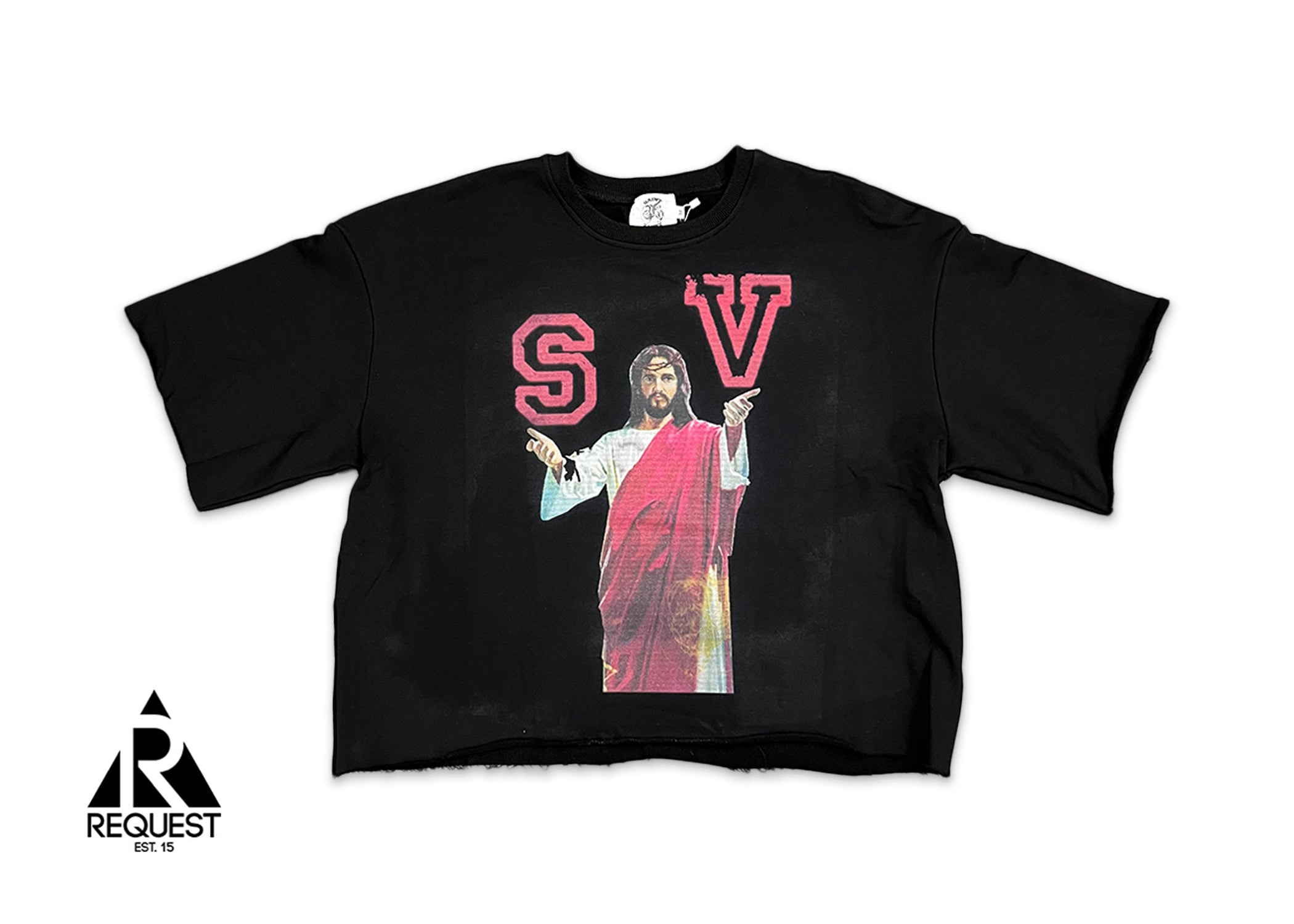 Saint Vanity Jesus Cropped Sweater Tee "Black"