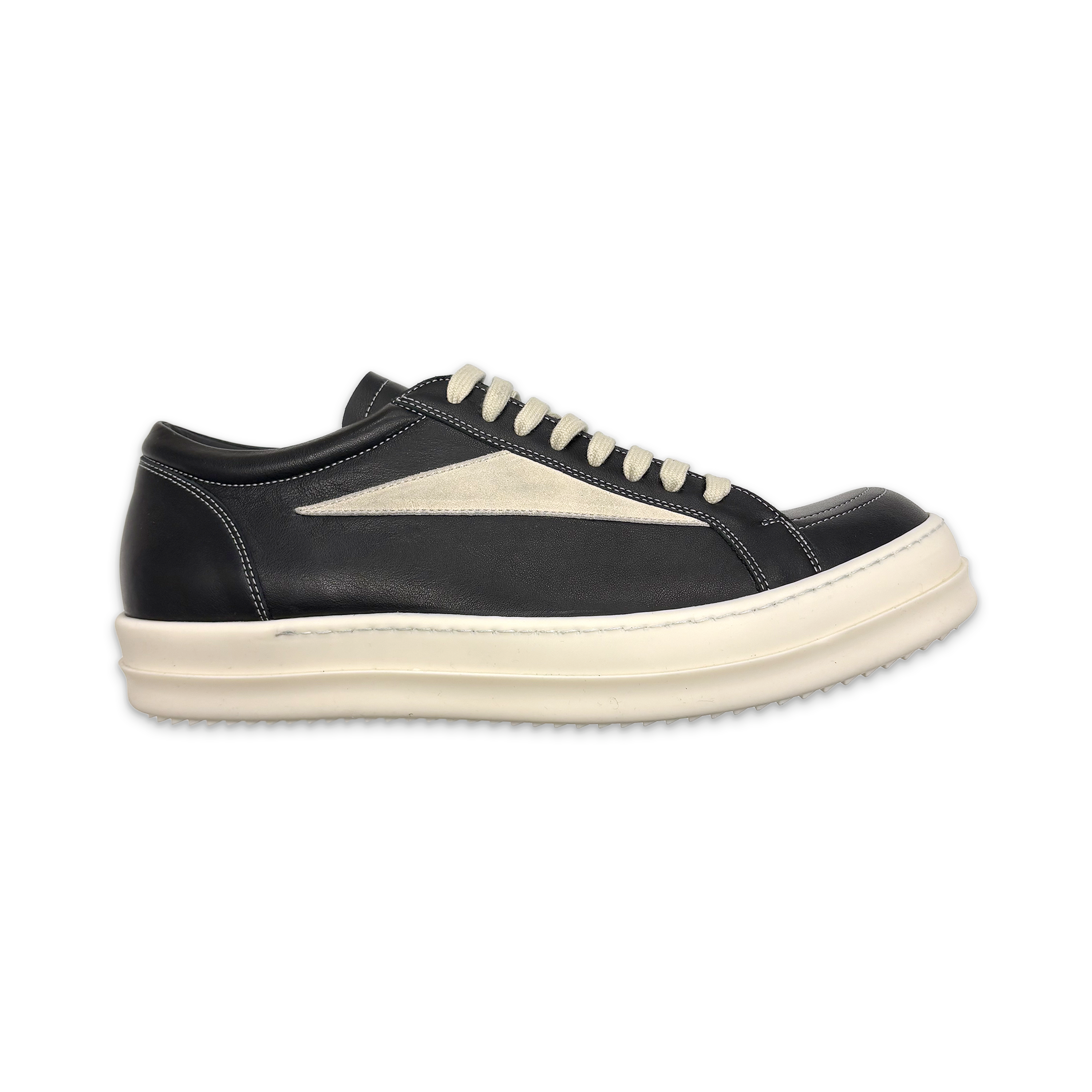 Rick Owens, Temple Leather Vintage Sneaks Low "Black Milk"