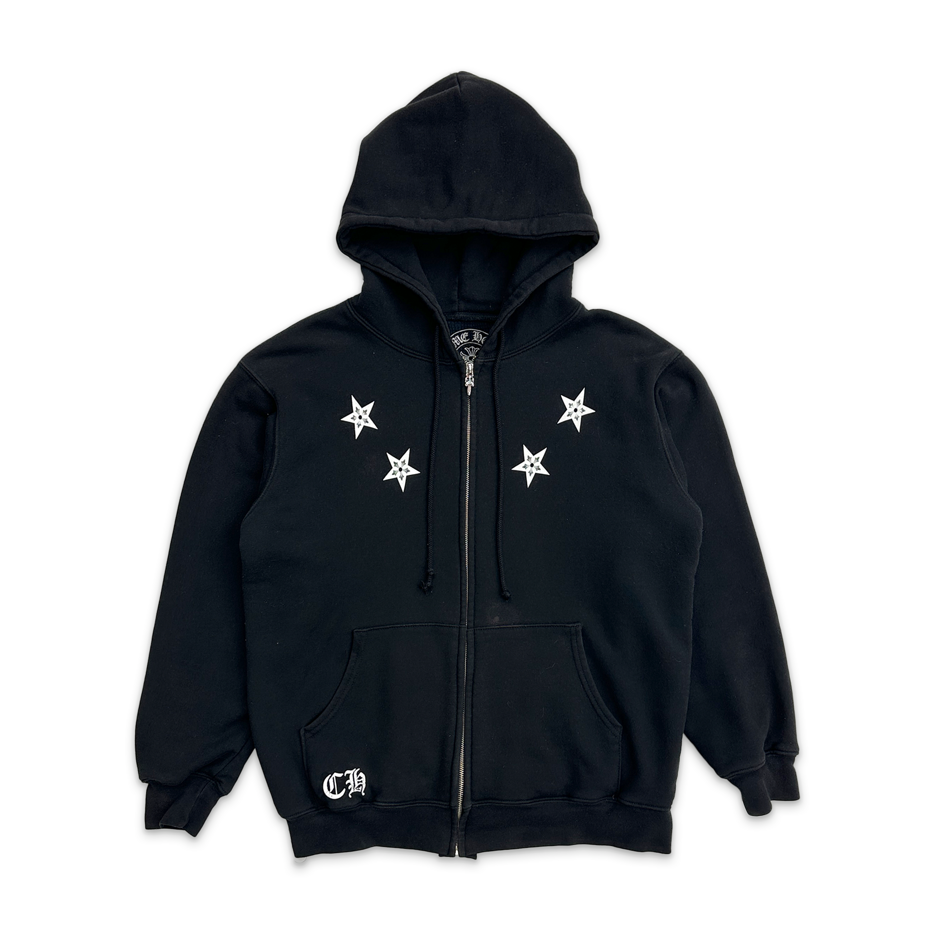 Chrome Hearts, Vintage Multi Star Thermal Lined Zip Up Hoodie “Black"
