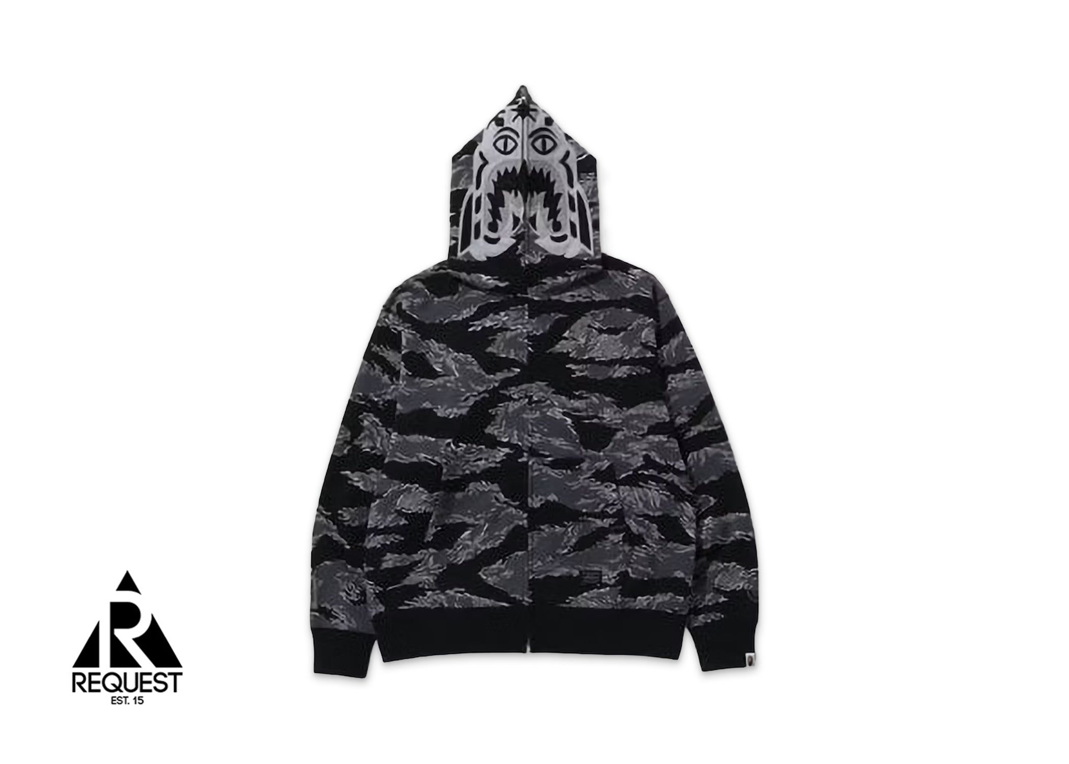 A Bathing Ape BAPE Tiger Camo Full Zip Hoodie (FW22) "Black"