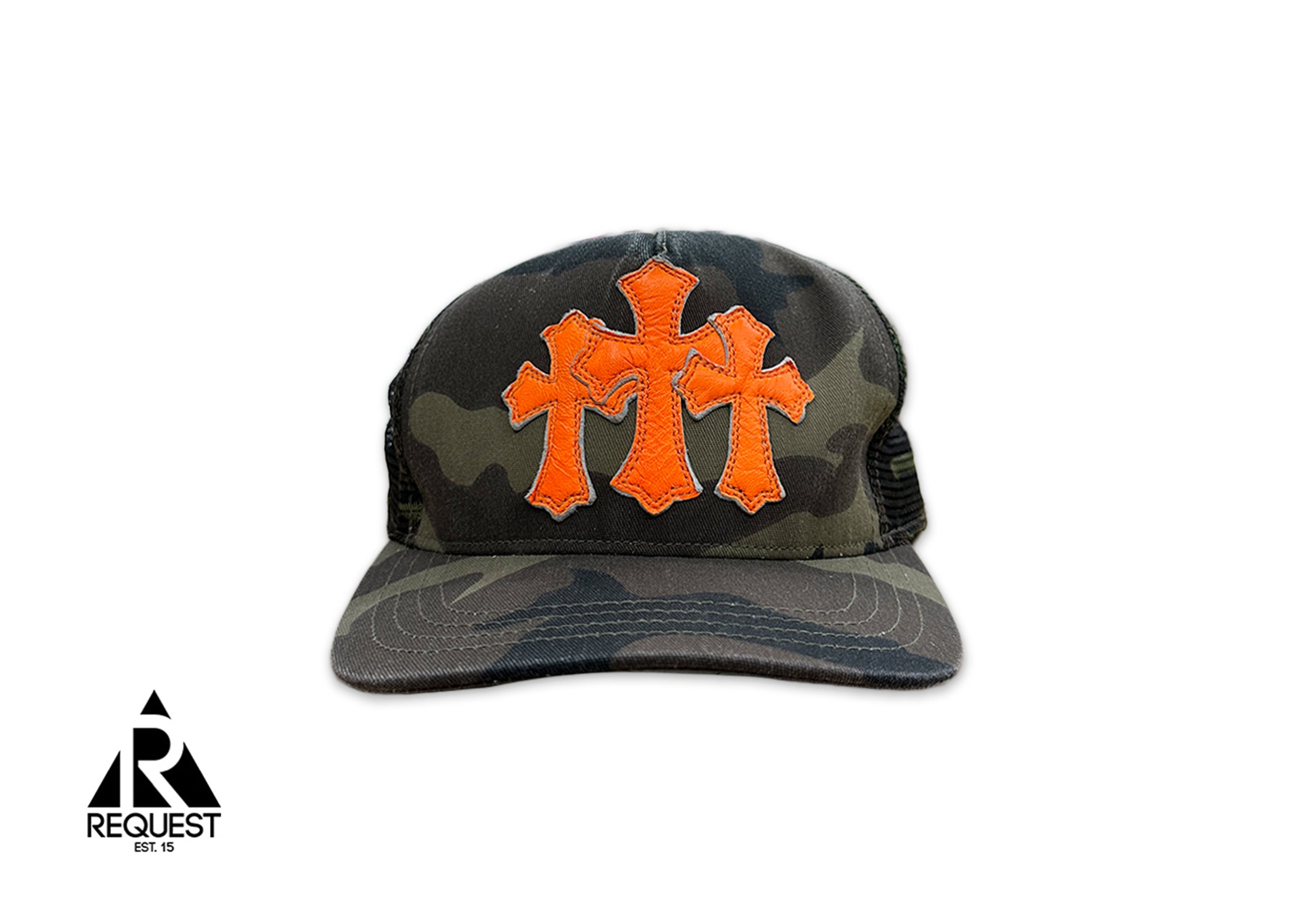 Chrome Hearts, Orange Leather Triple Cross Trucker "Camo"