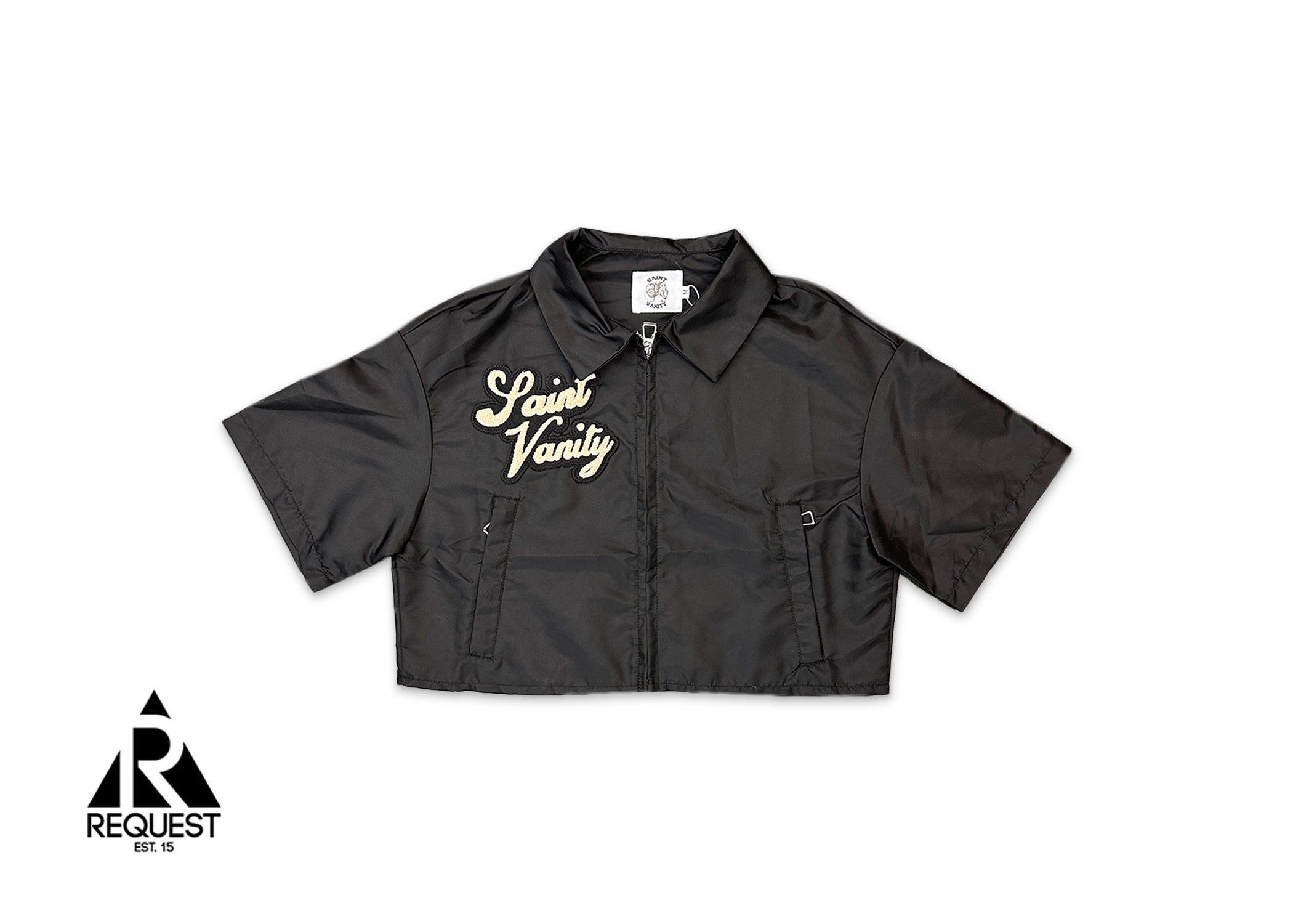 Saint Vanity Nylon Zip Up Cropped Shirt "Black" (W)