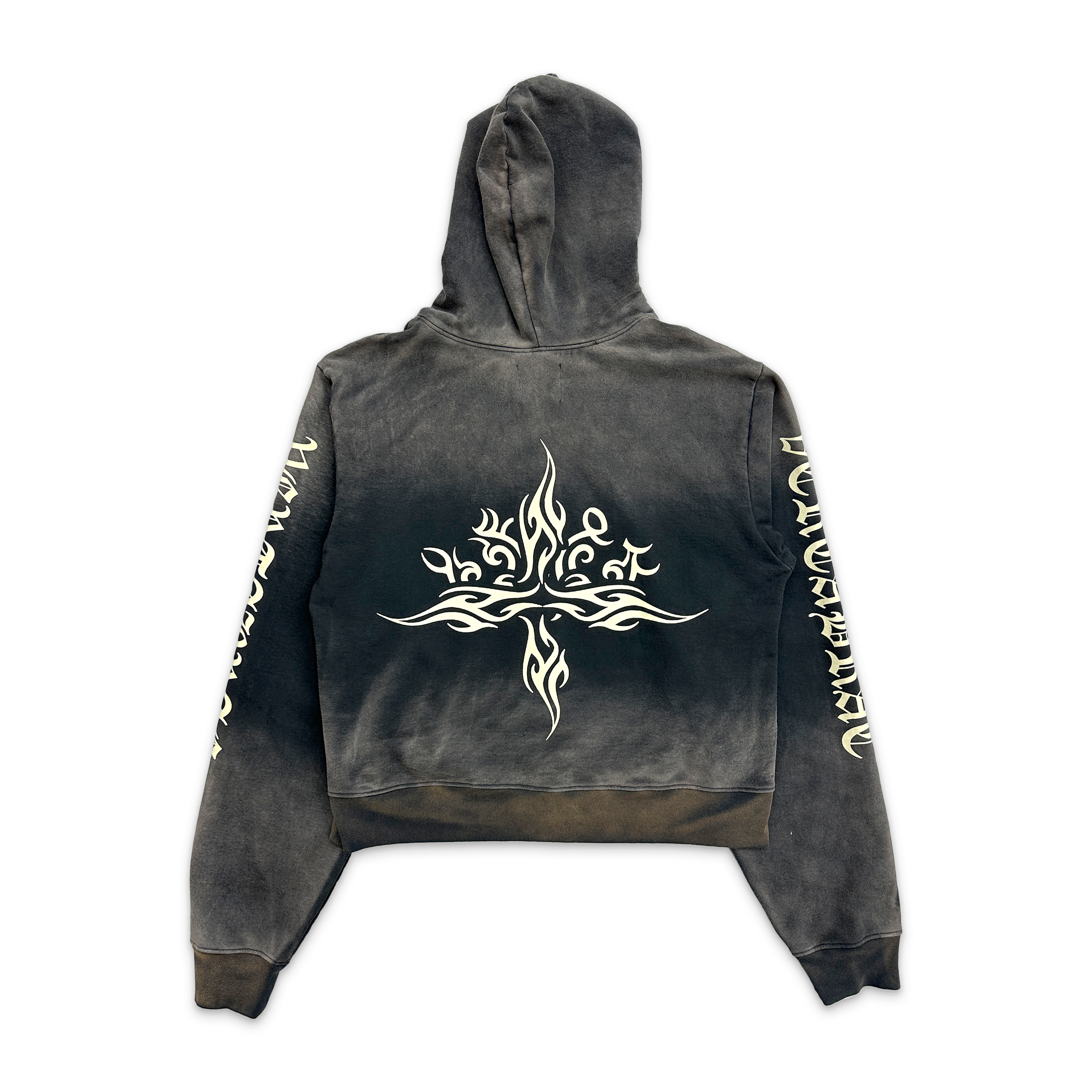 Vertabrae, Tattoo Zip Up Hoodie "Washed Black"
