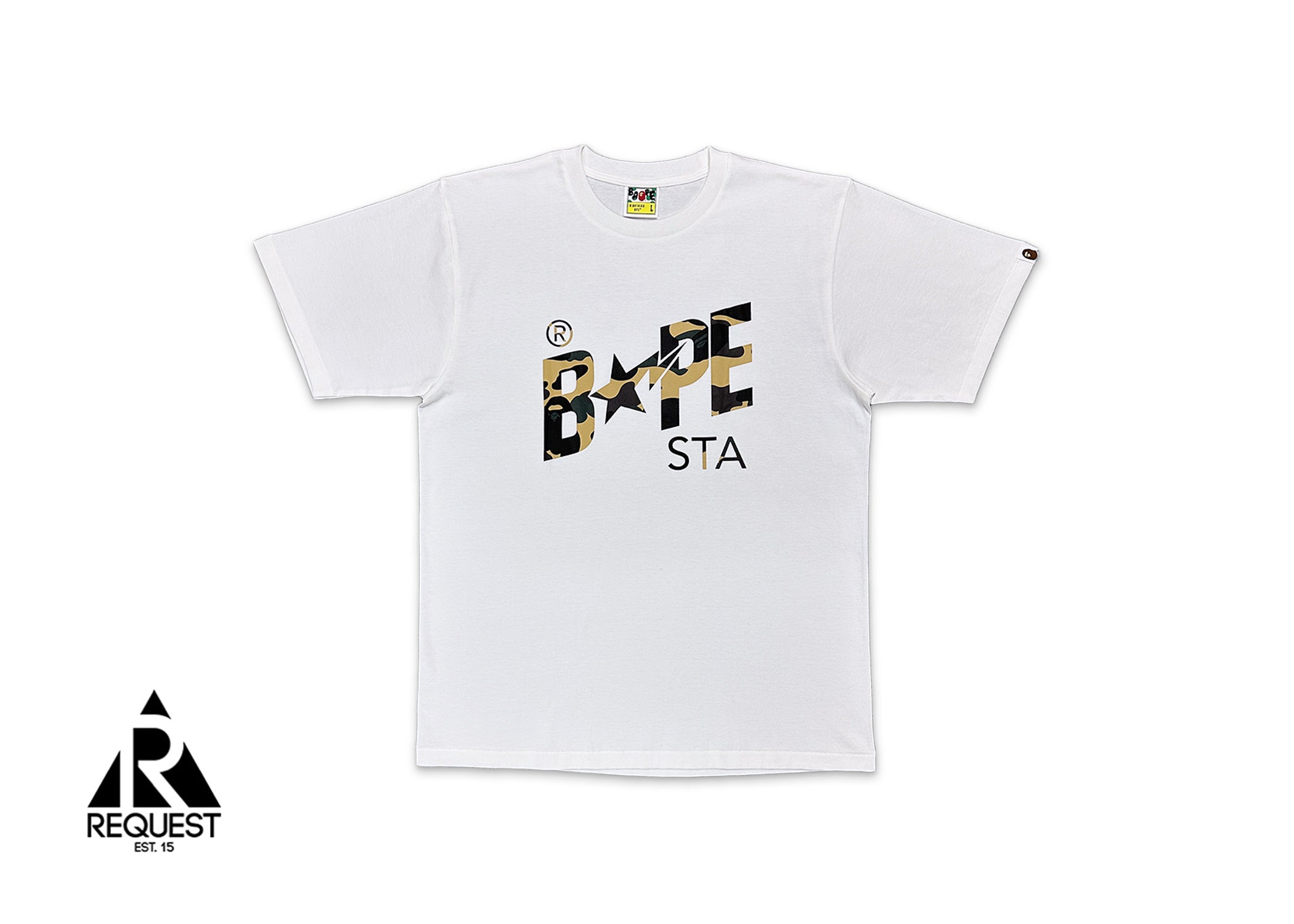 A Bathing Ape (BAPE), Yellow 1st Camo STA Logo Tee "White"