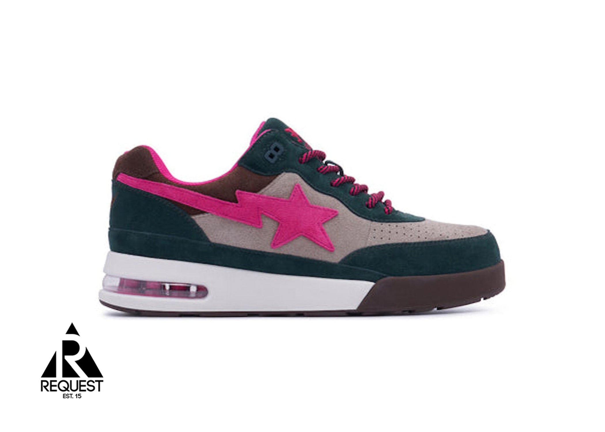 A Bathing Ape Bape Roadsta "Premium Suede Dark Green Pink Beige"