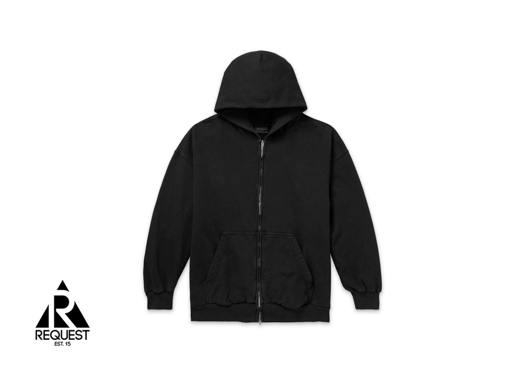 Balenciaga Cotton Zip-Up Hoodie "Washed Black"