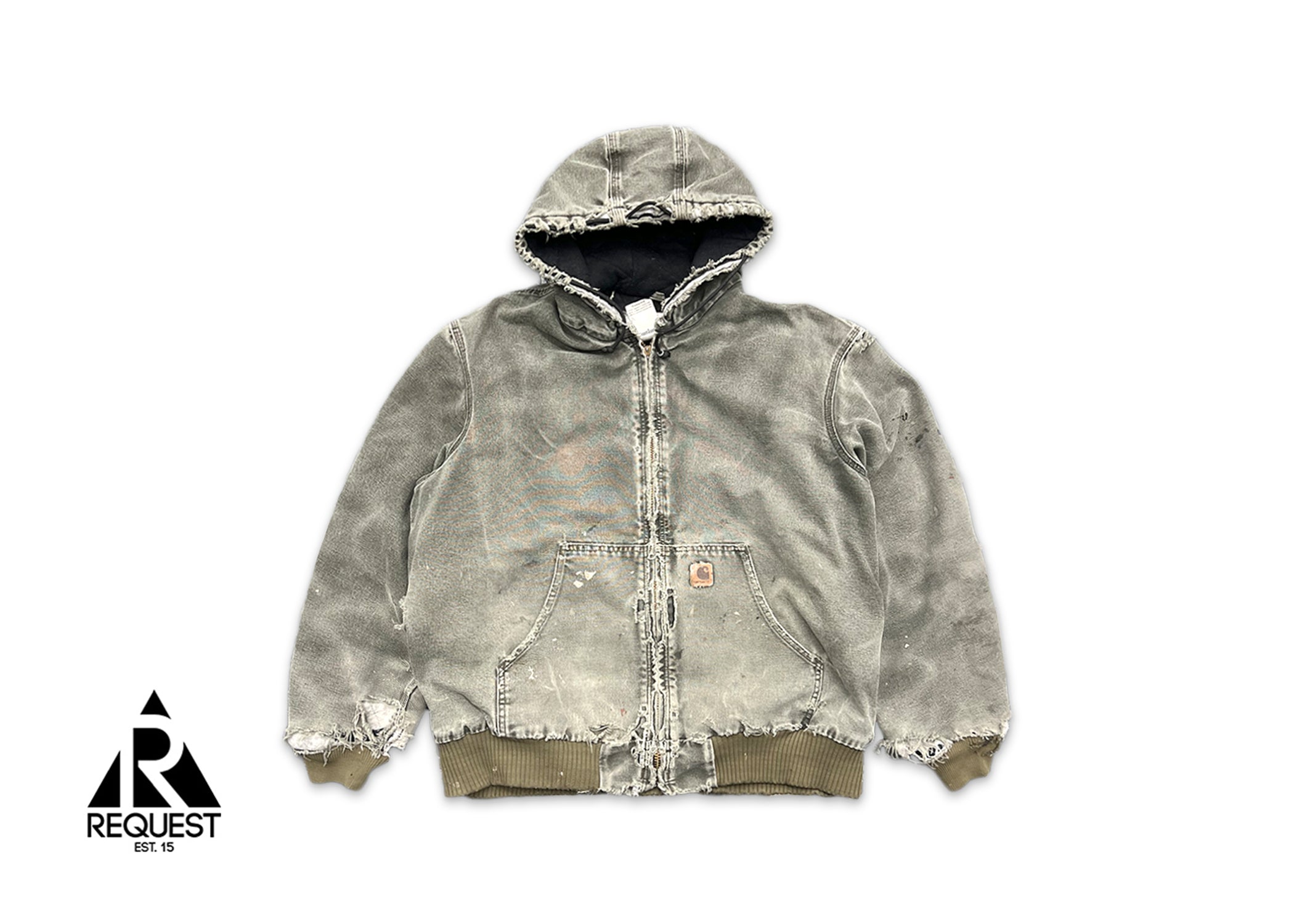 Vintage, Carhartt Thrashed Hooded Zip Up Jacket "Moss"