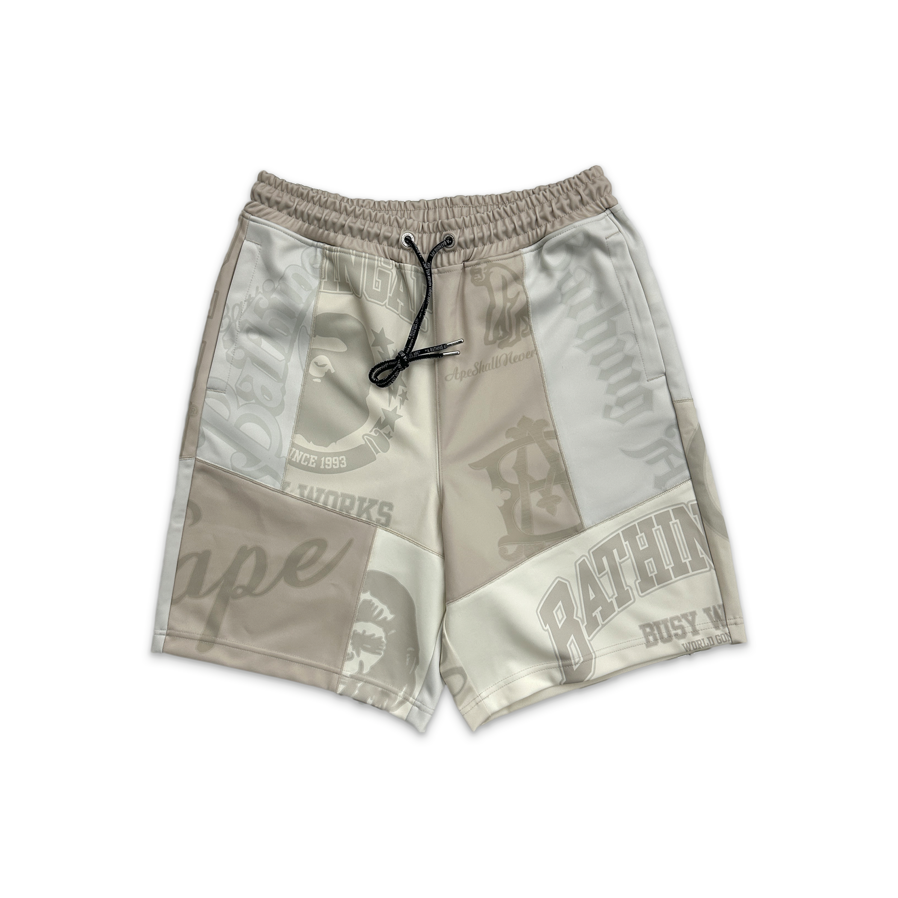 A Bathing Ape (BAPE), Patchwork Basketball Shorts "Cream"