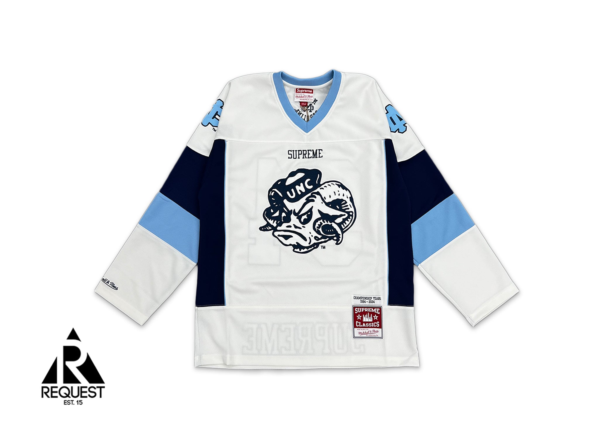 Supreme, Mitchell & Ness NCAA Hockey Jersey "UNC White"