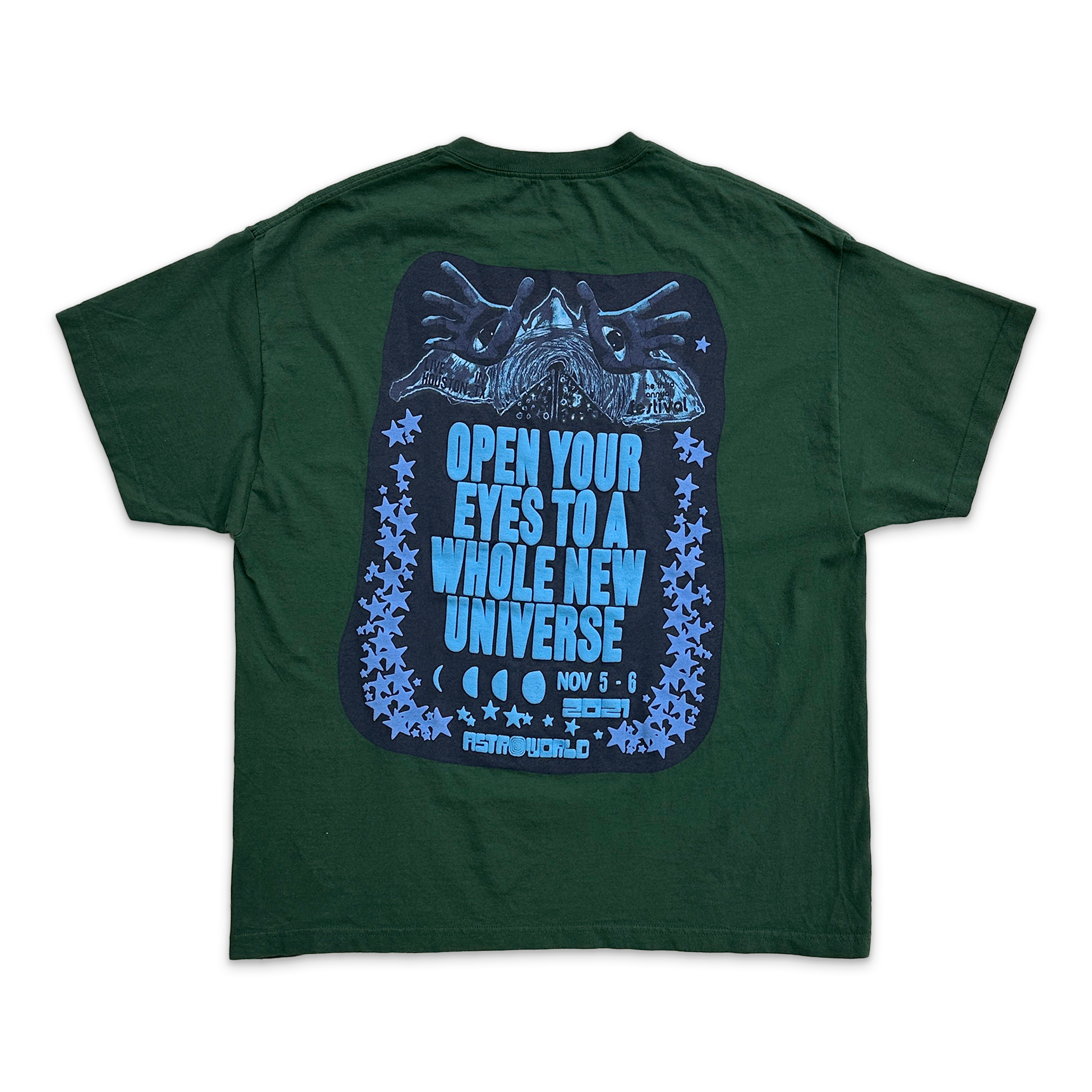 Travis Scott, Travis Scott Astroworld 2021 Open Your Eyes Tee "Green"