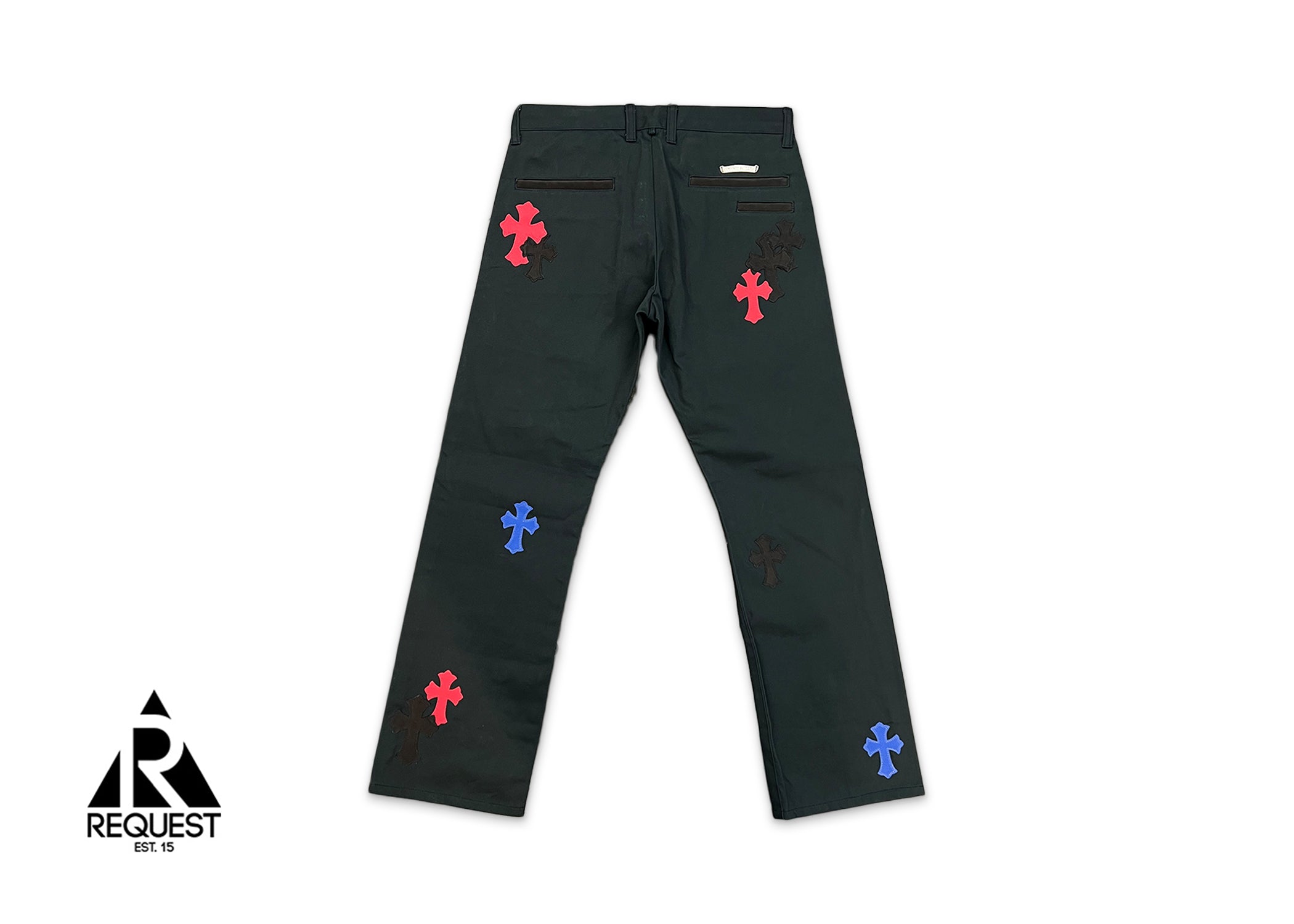 Chrome Hearts Black Carpenter Pants "Blue Red Black Crosses V1"
