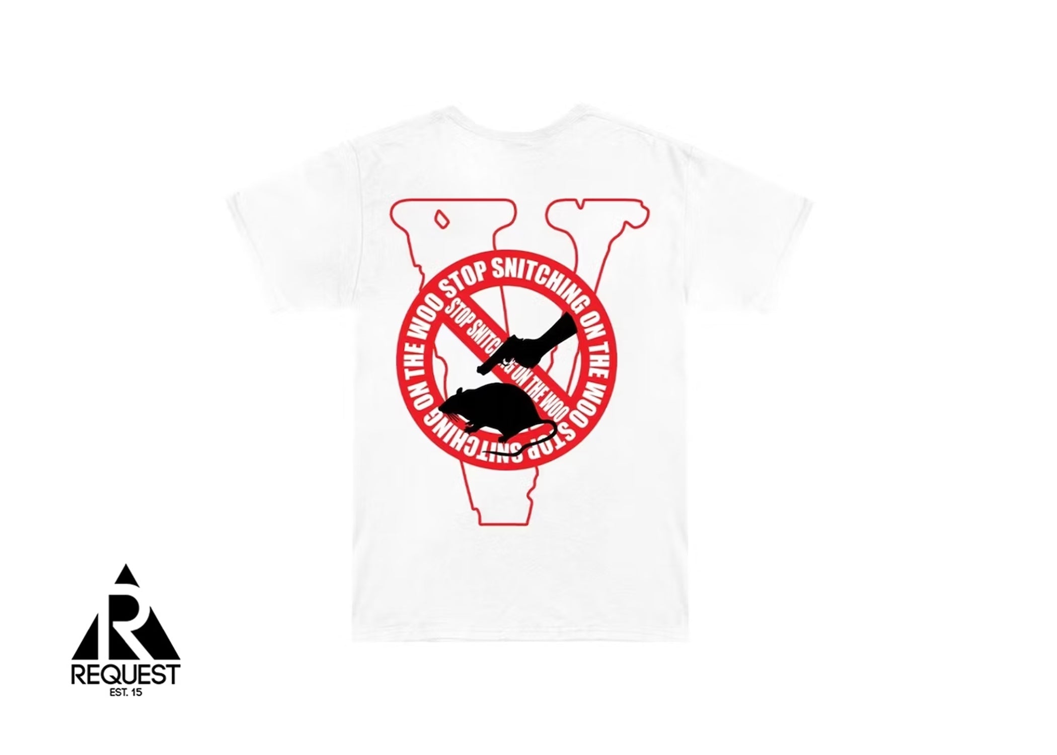 Vlone x Pop Smoke Stop Snitching Tee "White/Red"