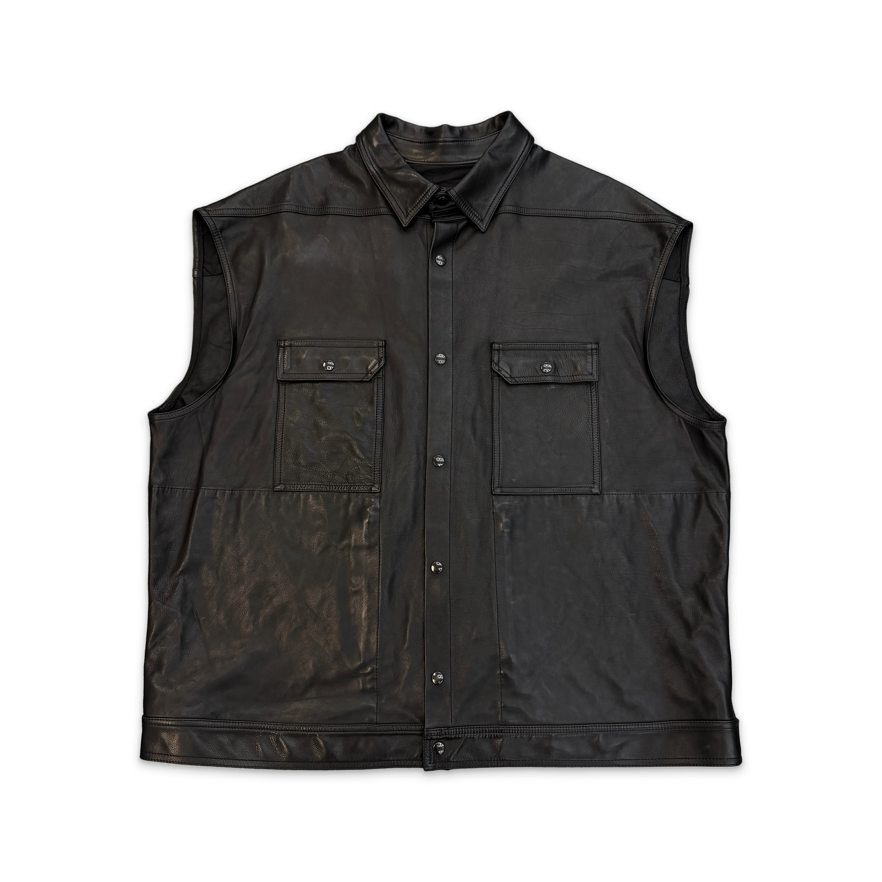 Phlegethon Leather Button Up Vest "Black"