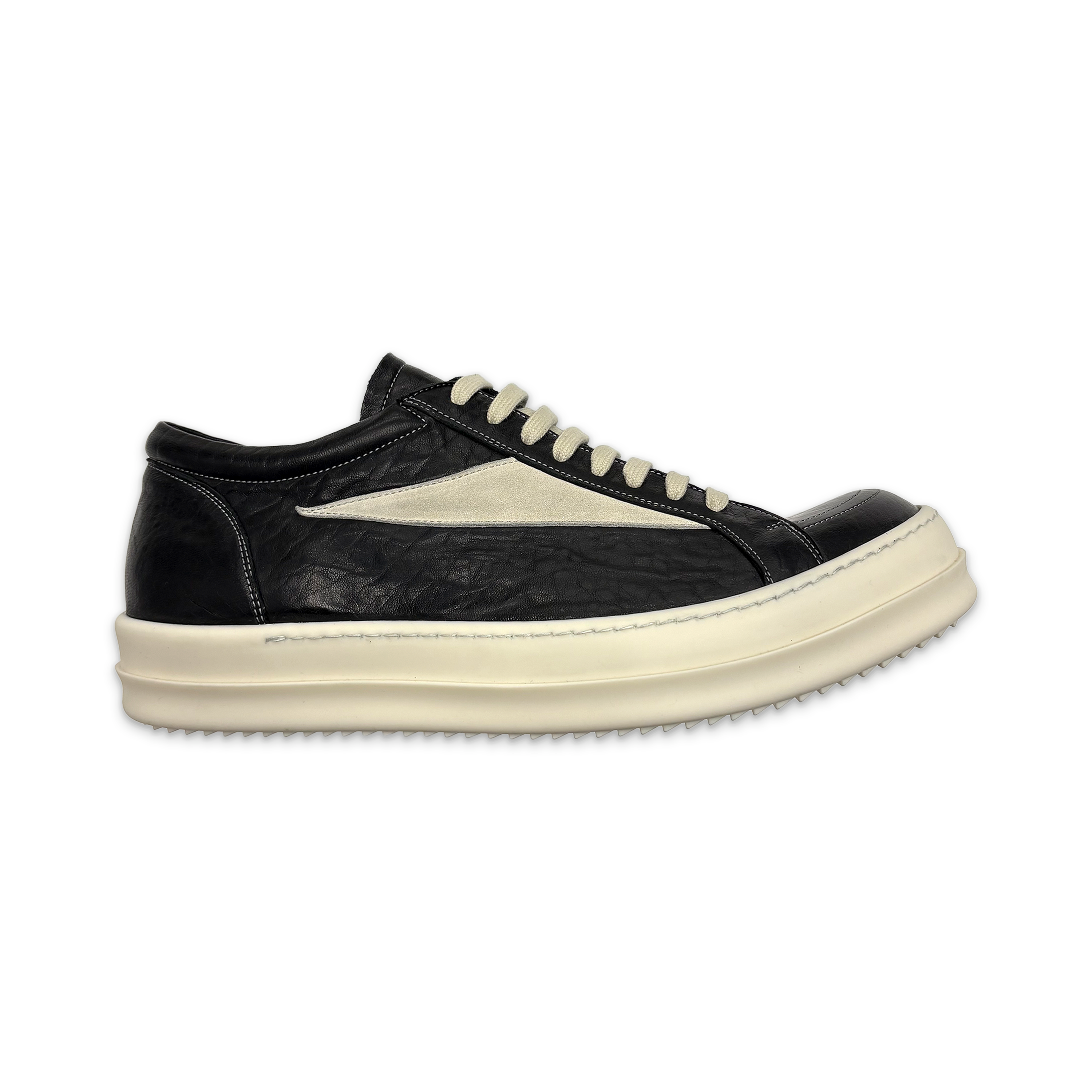 Rick Owens, Temple Leather Vintage Sneaks Low "Black Milk"