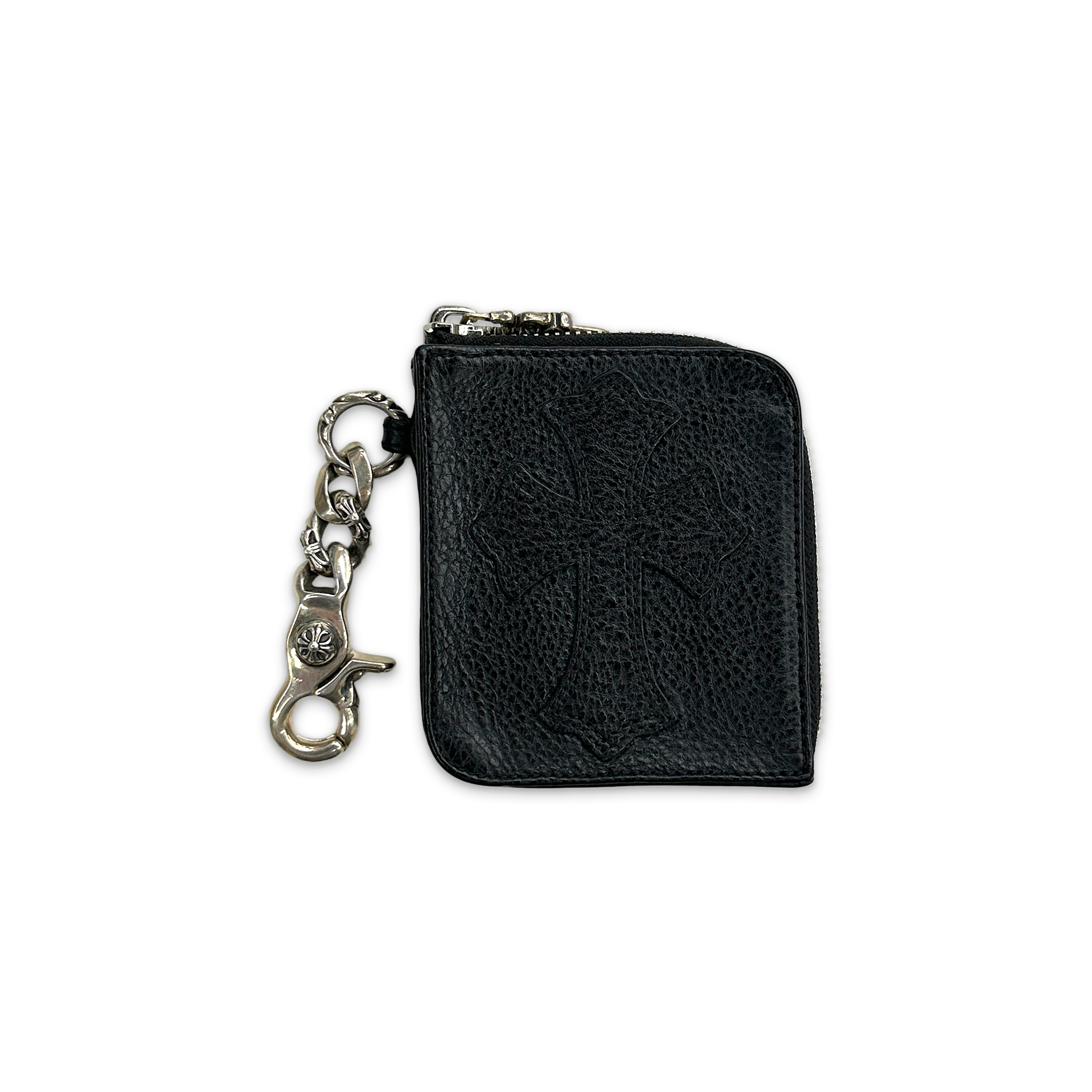 Leather Card Zipper Wallet With Keychain "Black"