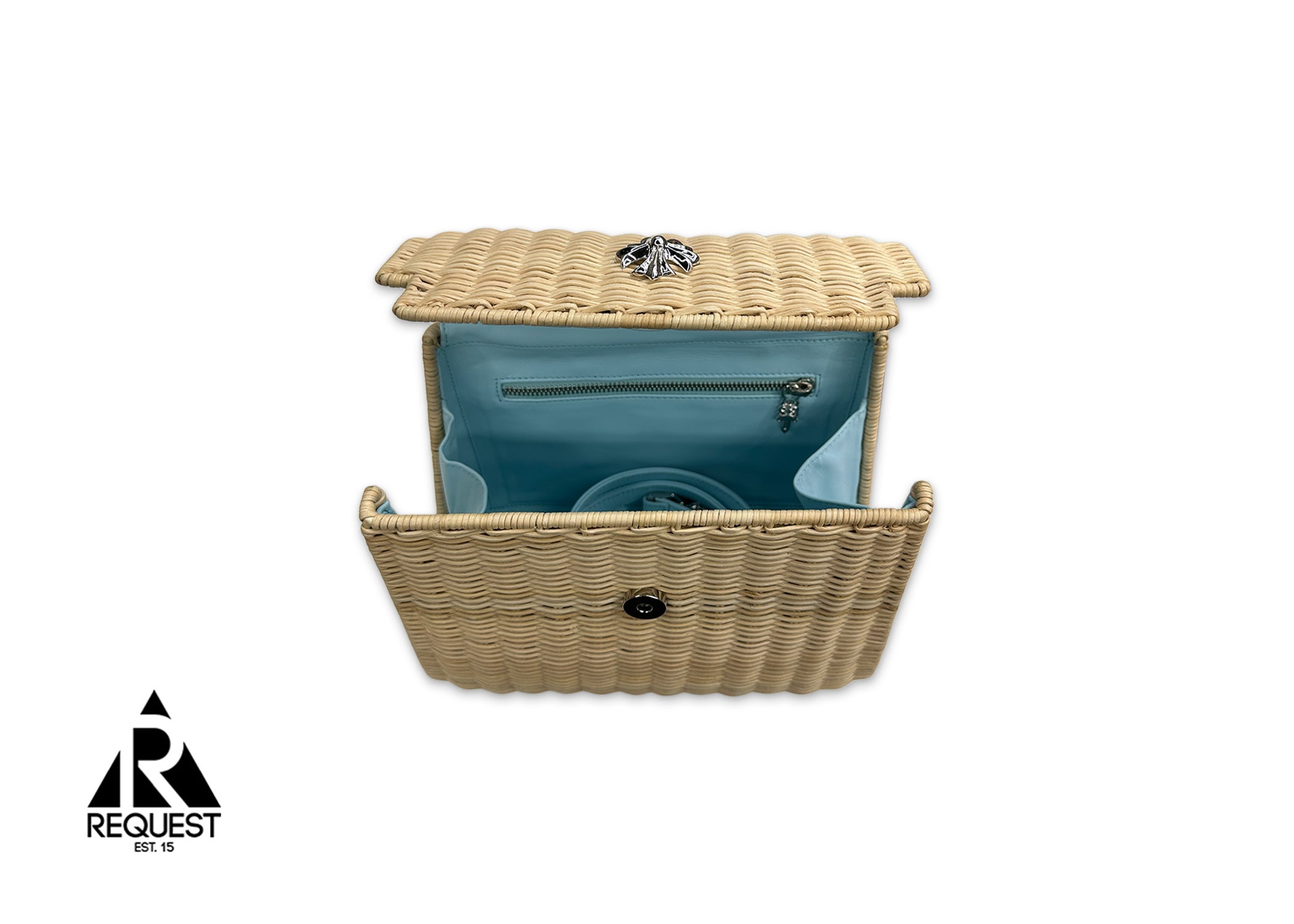 Chrome Hearts, Plus Cross Woven Raffia Dolly Purse "Baby Blue"