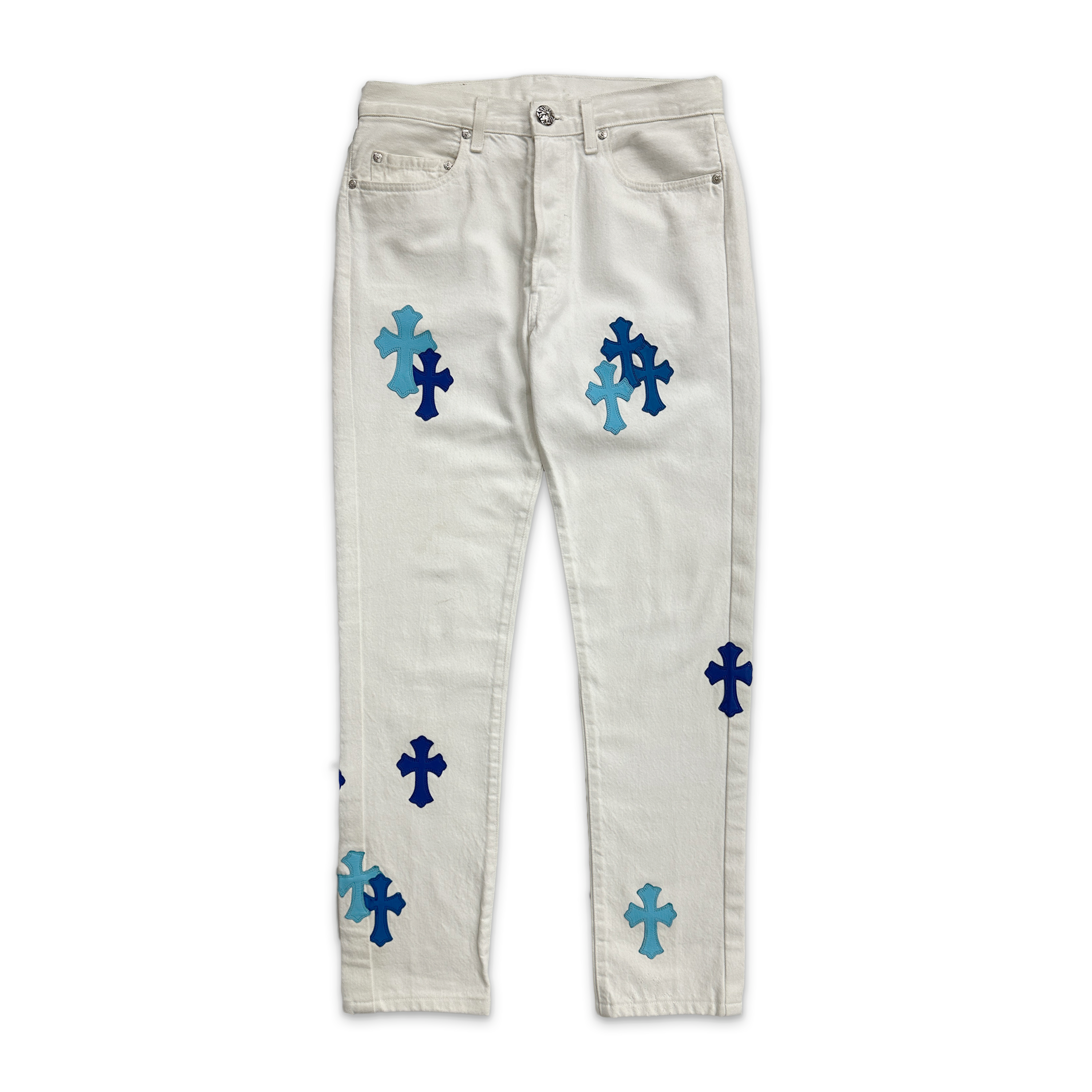 Chrome Hearts, White Denim "Blue Crosses" (St Barth Exclusive)