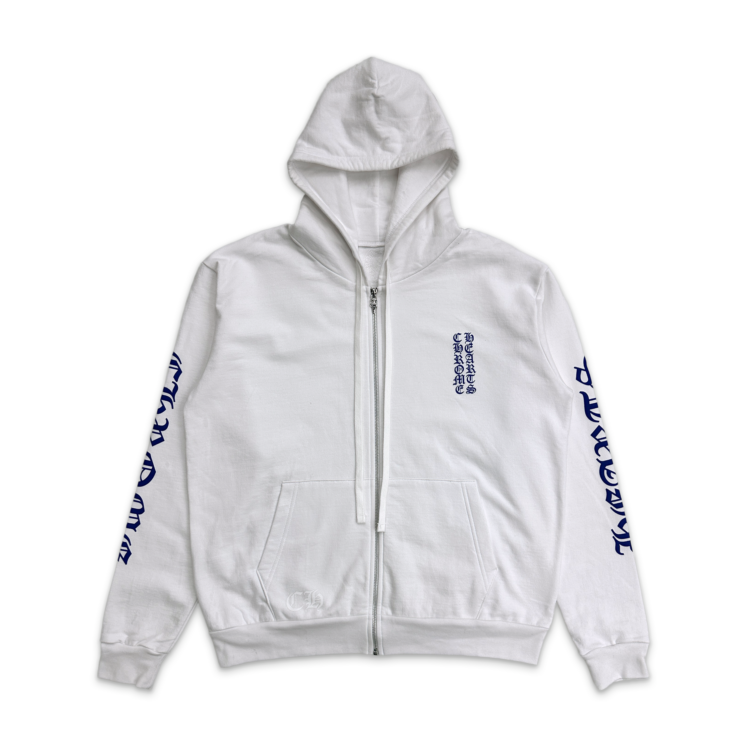 Vertical Logo Zip Up Hoodie "White Blue"