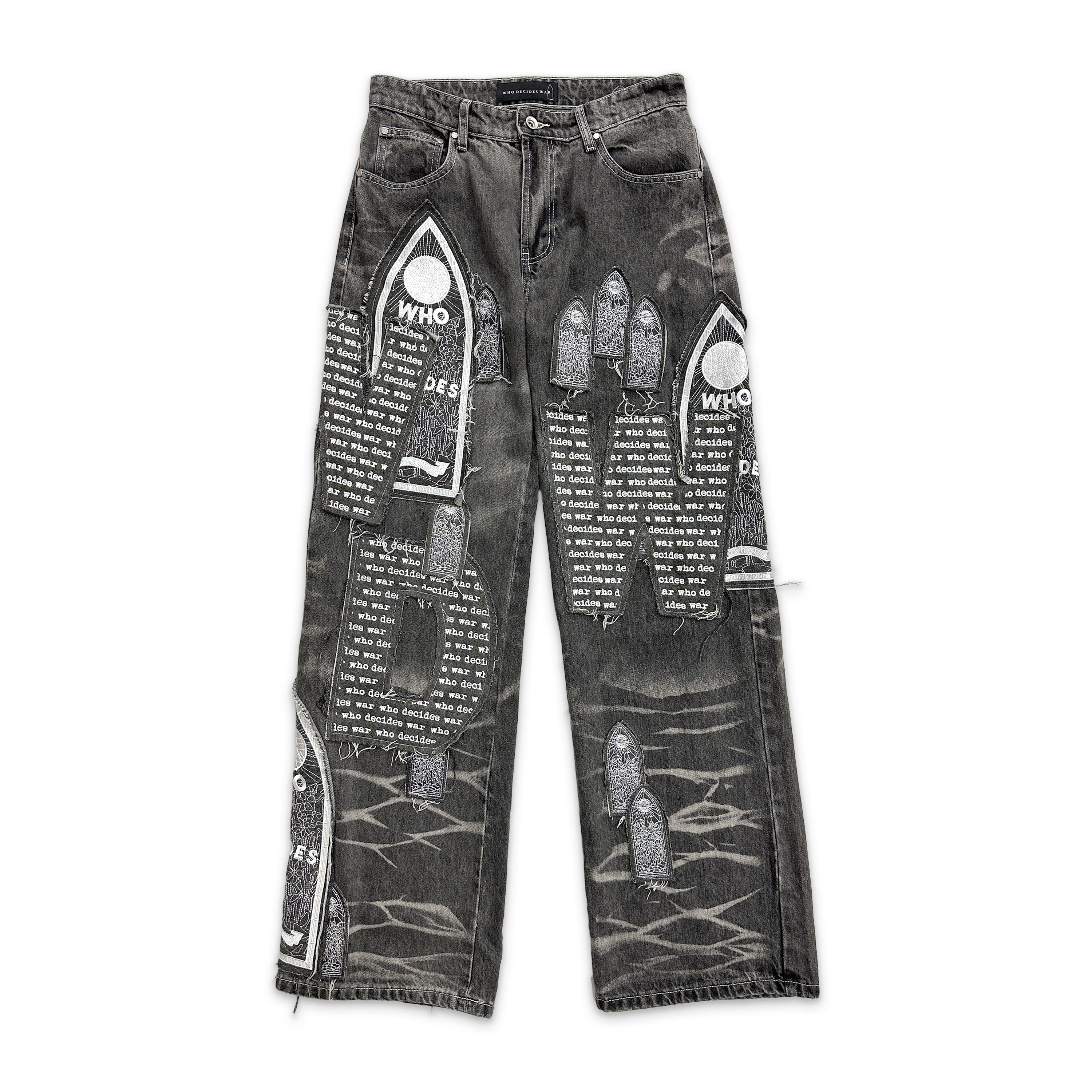 Who Decides War, Motif Patched Denim Jeans "Vintage Grey"