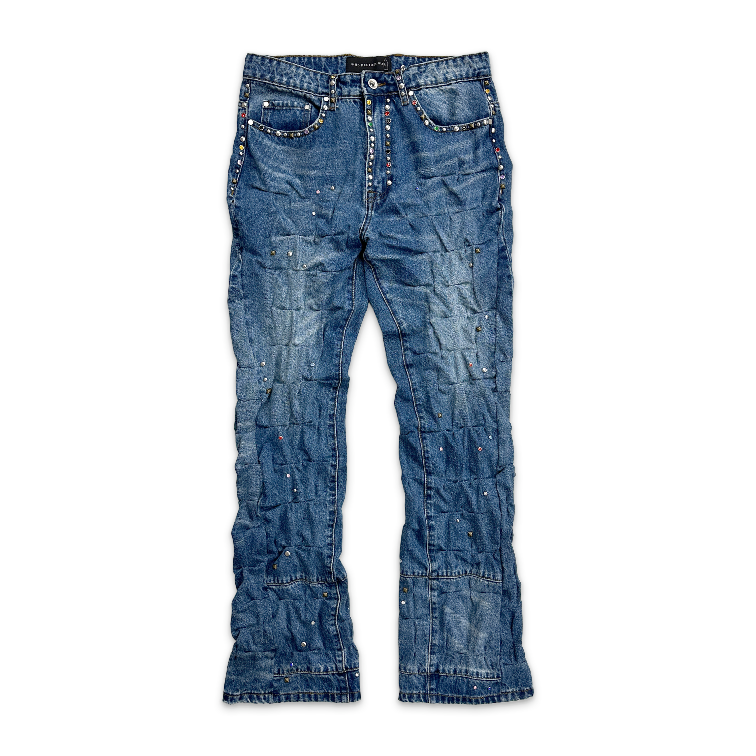 Who Decides War, Multicolor Stud Cinched Denim Jeans "Multicolor"