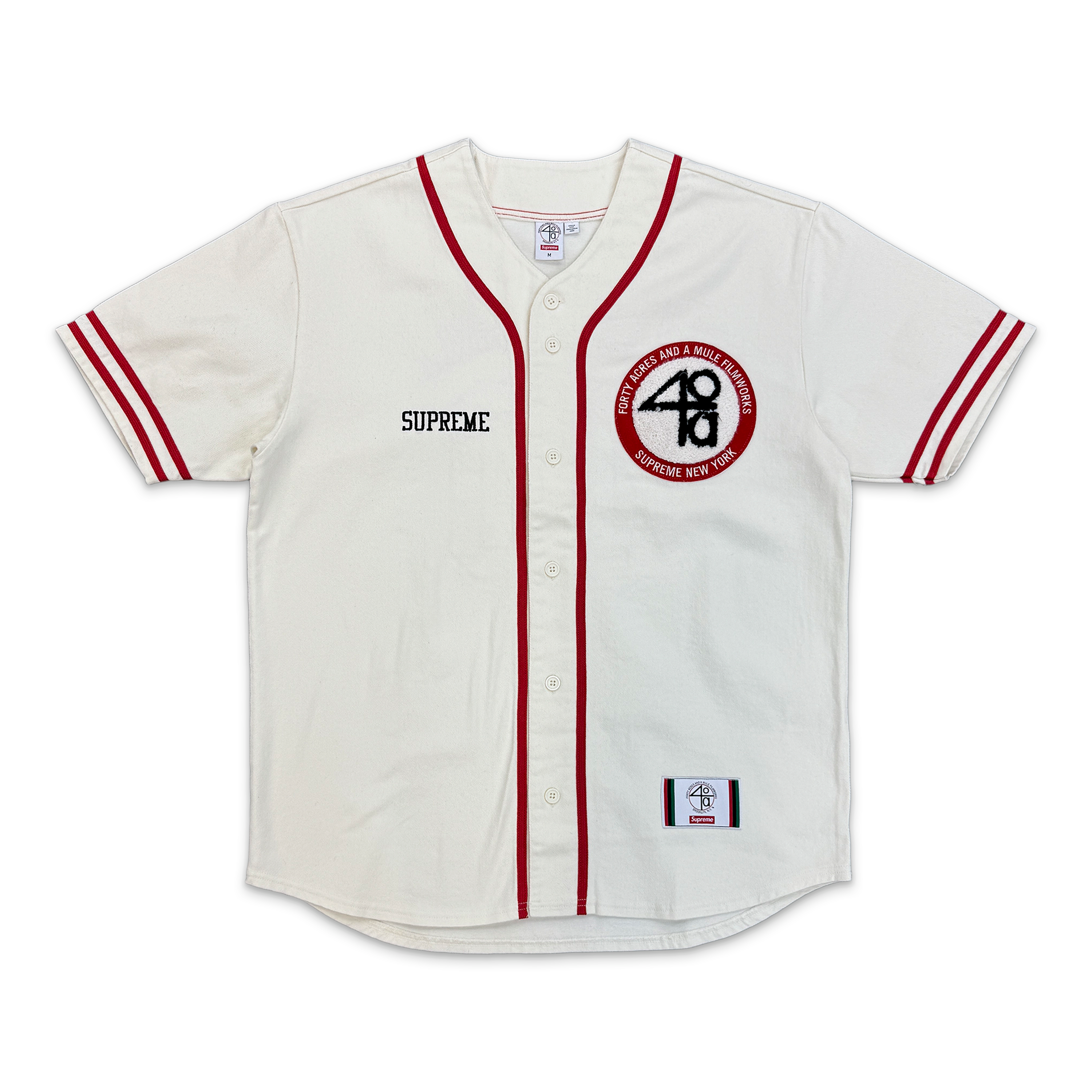 Supreme, 40 Acres Twill Baseball Jersey "Natural"