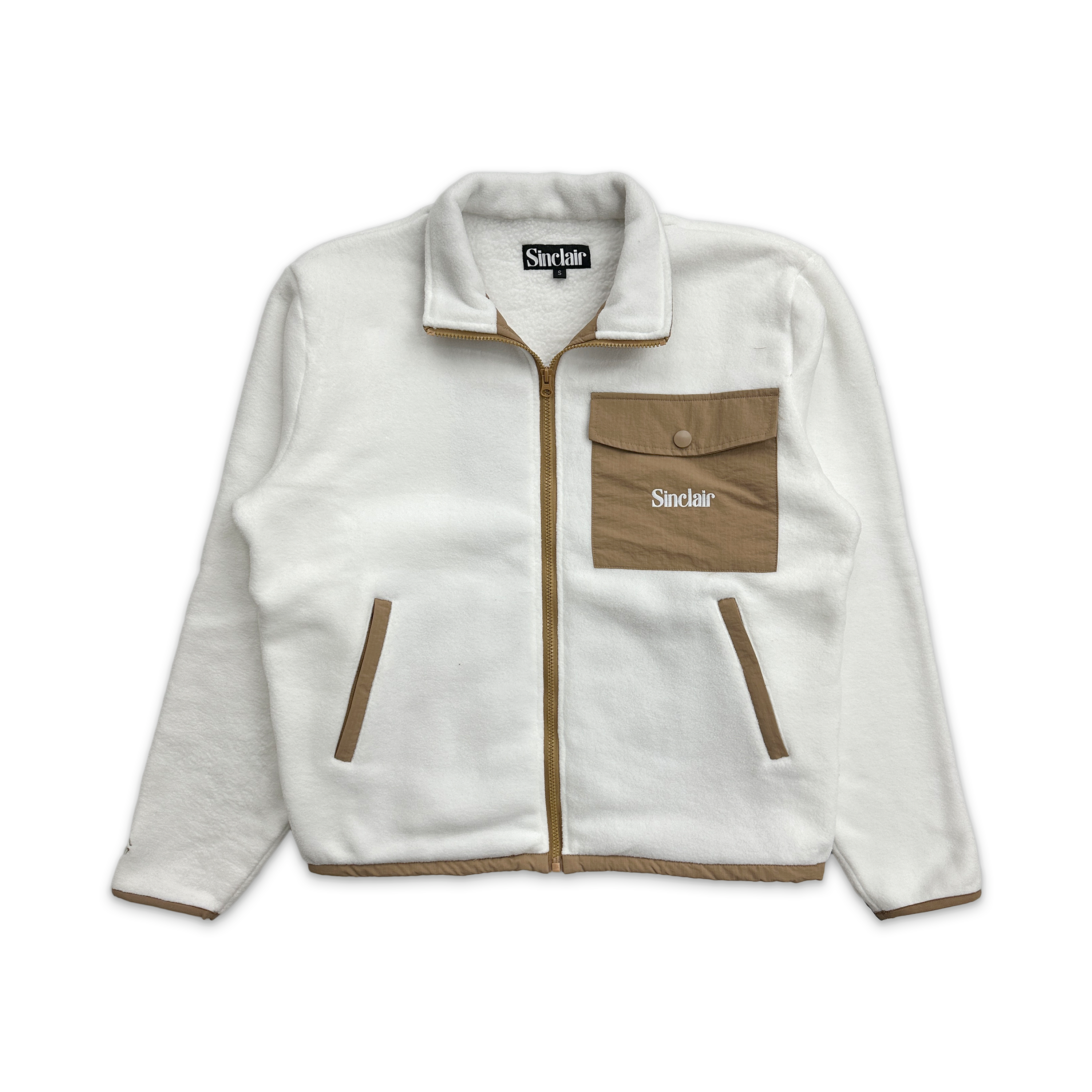 Sinclair, Cargo Pocket Fleece Zip Up Jacket "Off White"