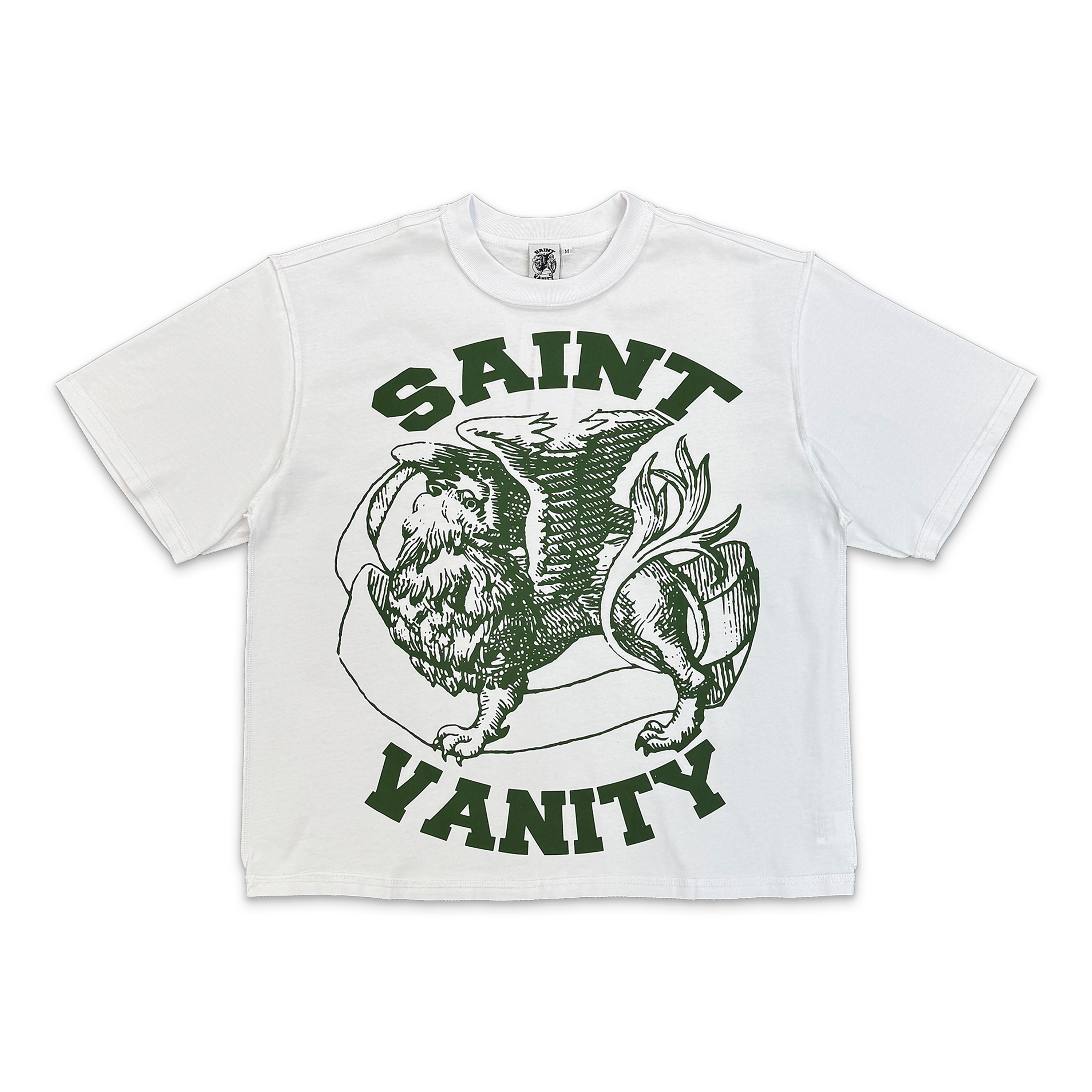 Saint Vanity, Griffin Logo Tee "White/Army Green"