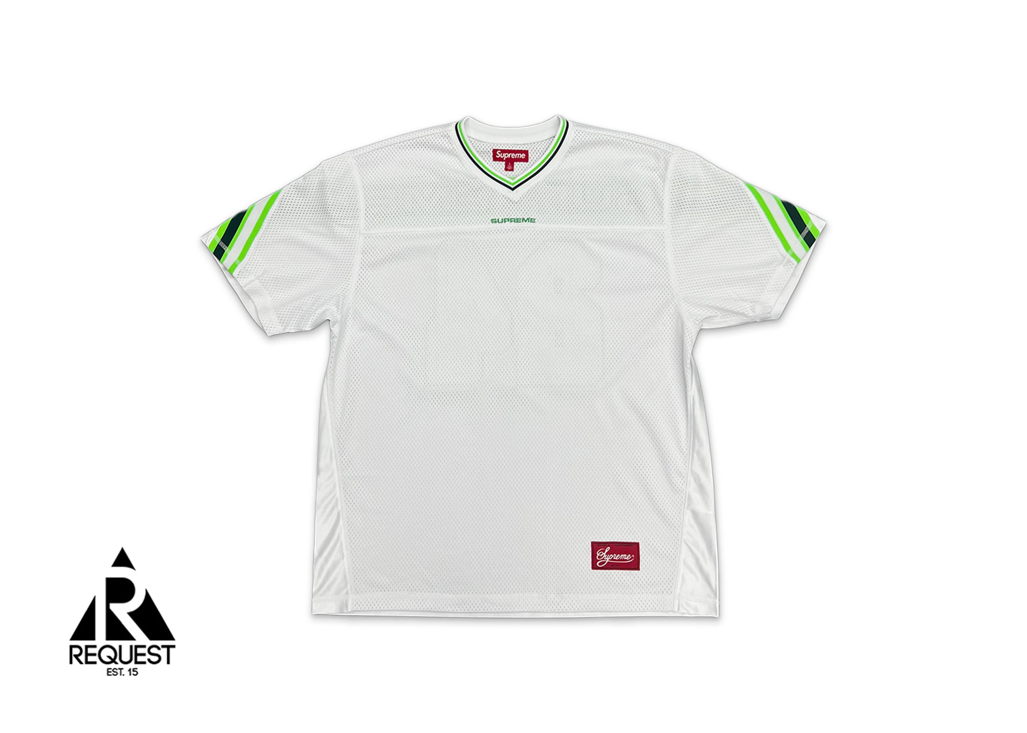 Supreme, Jacquard Rib Logo Football Jersey "White"