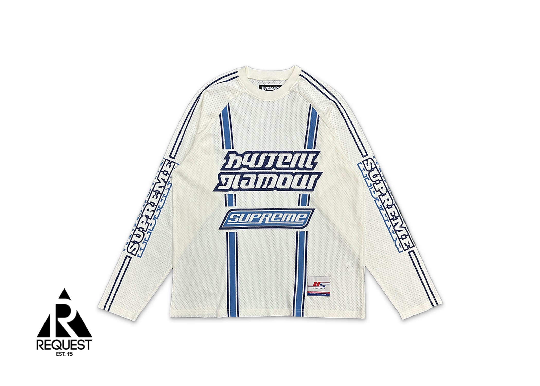 Supreme, Hysteric Glamour Mesh Long-Sleeve Jersey "White/Blue"