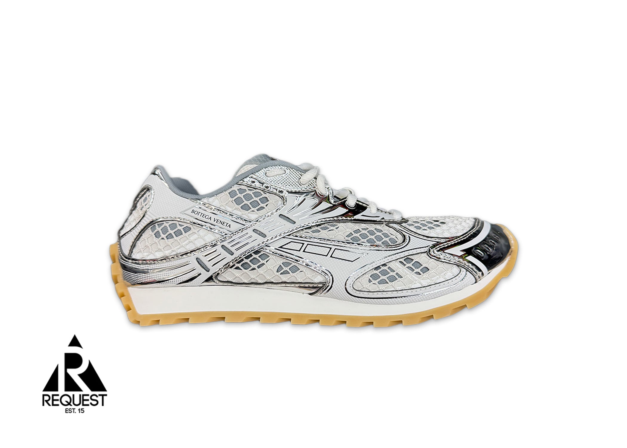 Request, Bottega Veneta Orbit Sneaker "Silver/Optic White Rubber"