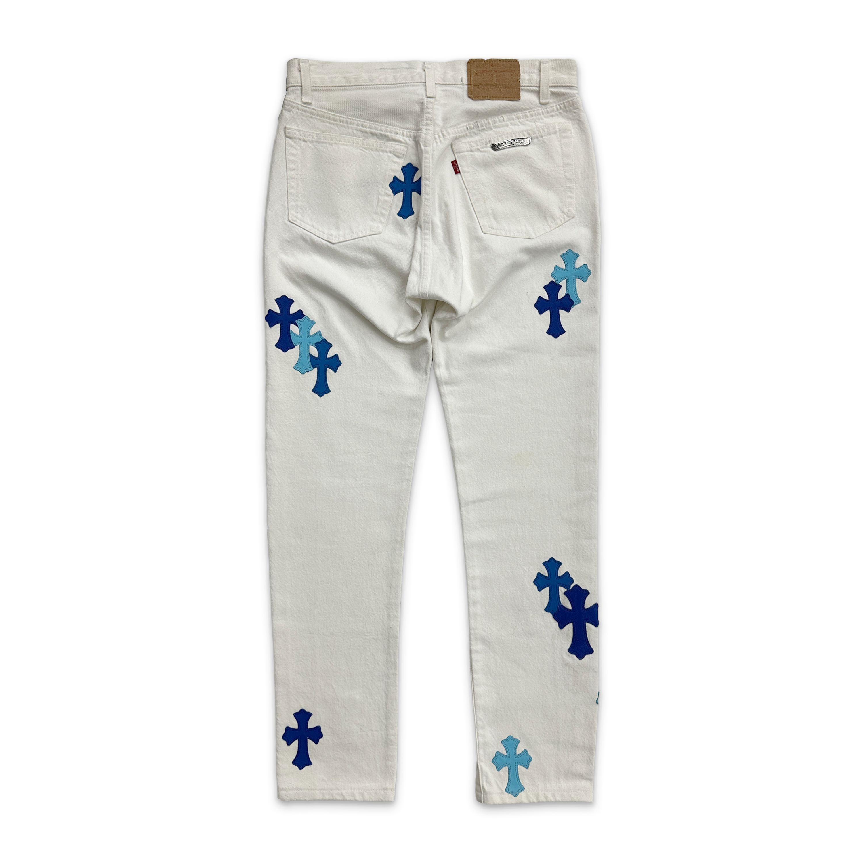 Chrome Hearts, White Denim "Blue Crosses" (St Barth Exclusive)