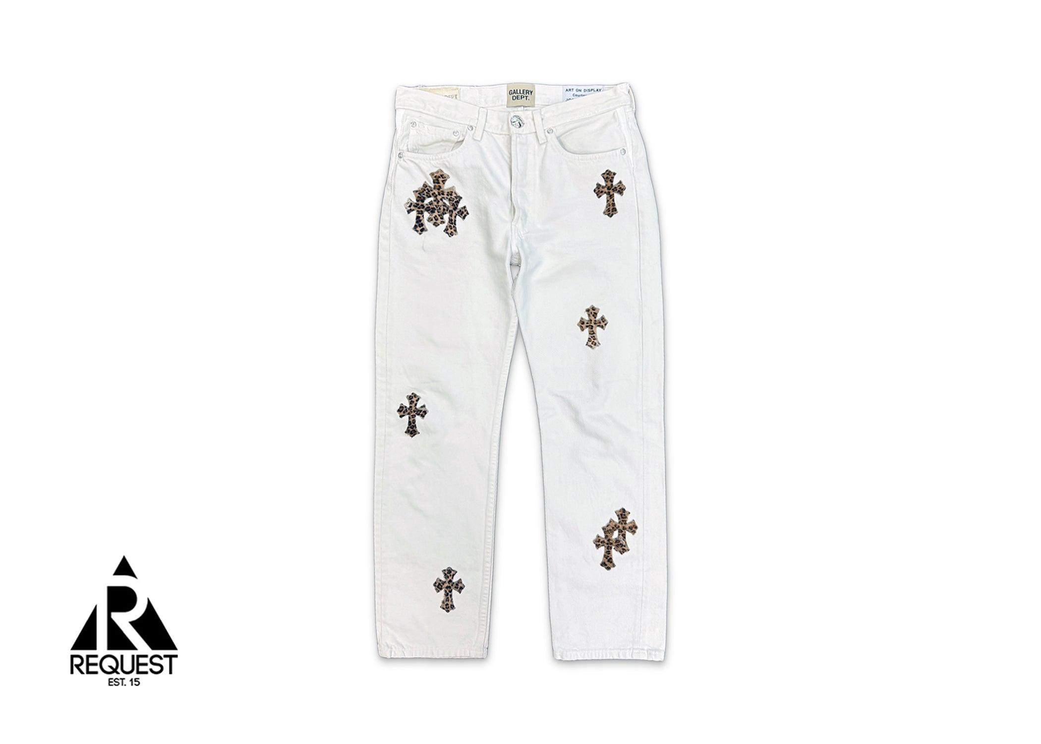 Chrome Hearts, x Gallery Dept. White Levi's Denim "Leopard Crosses"