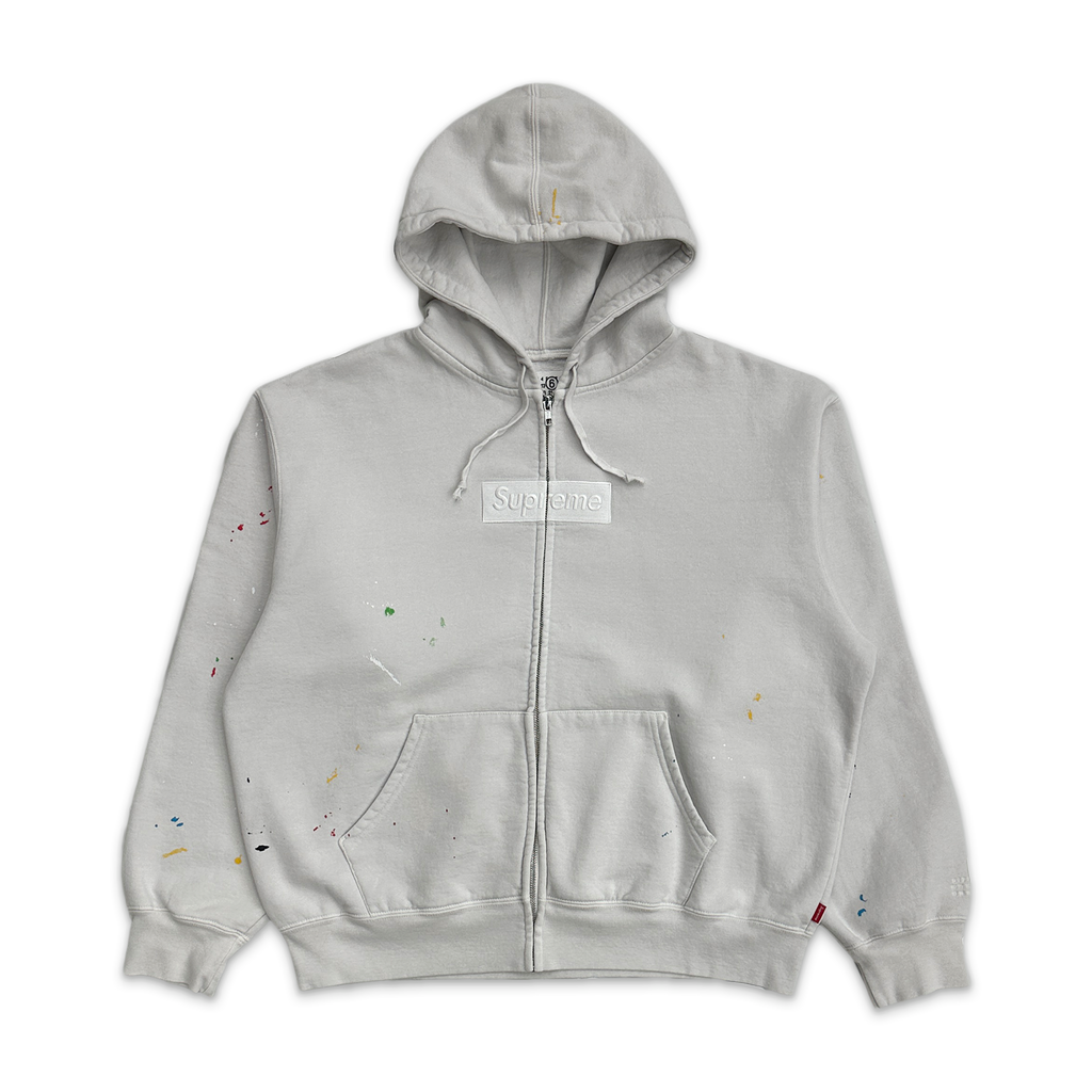 トップス MM6 FELPA CON JIP MM6 Maison Margiela Box Logo Zip Up Hooded Sweatshirt “Off White