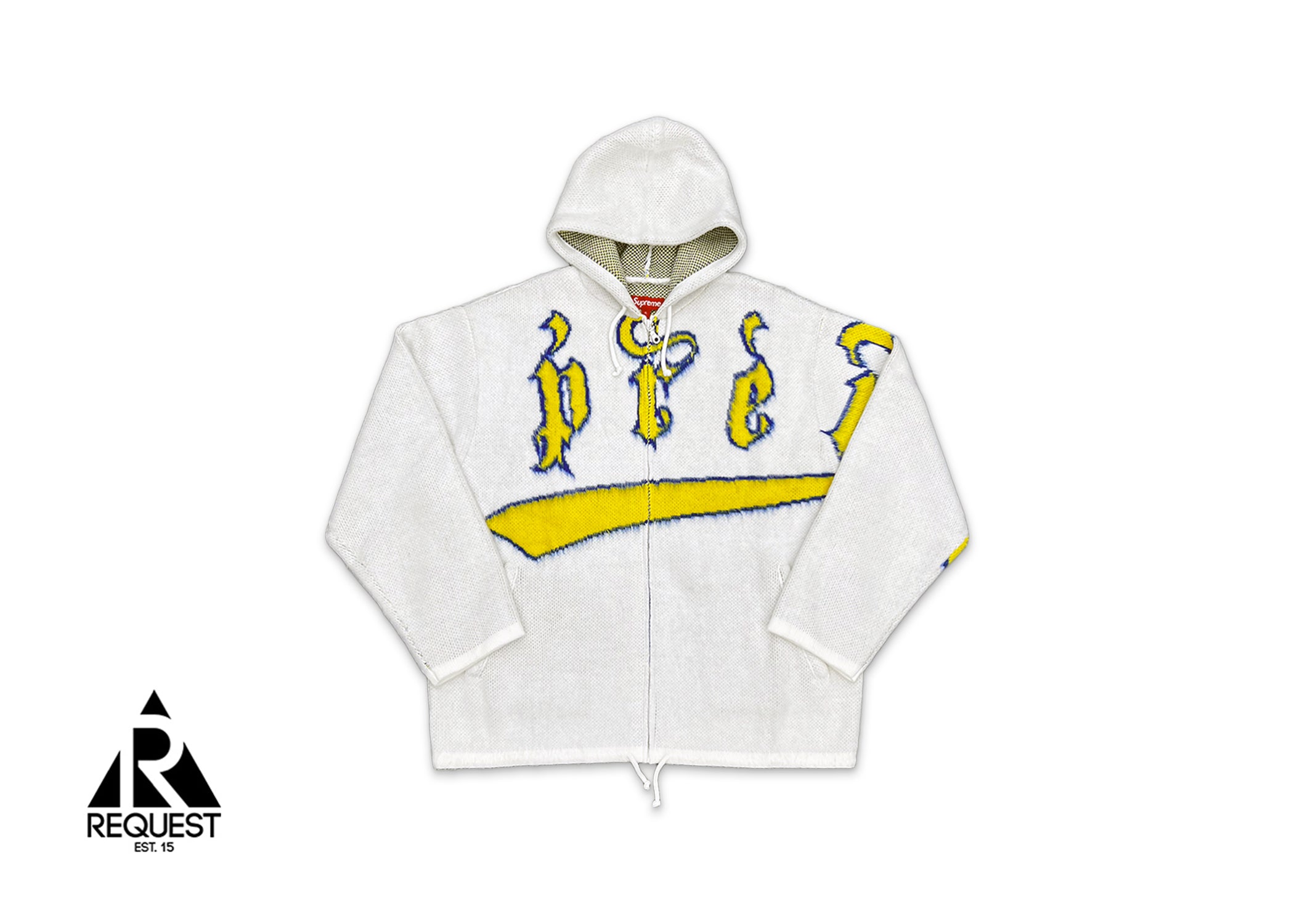 Supreme, Brushed Logo Zip Up Hooded Sweater FW24 "Off White"