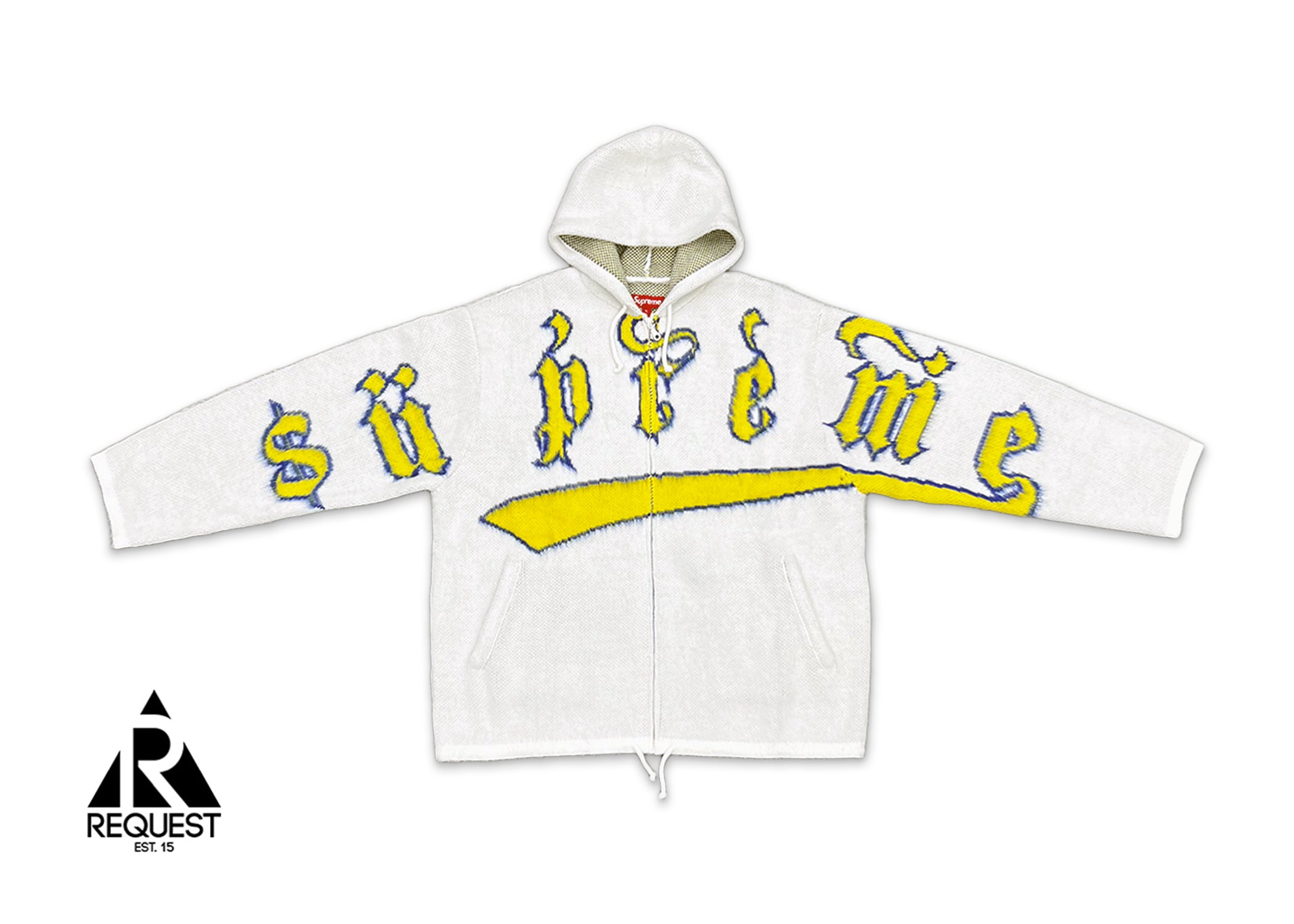 Supreme, Brushed Logo Zip Up Hooded Sweater FW24 "Off White"