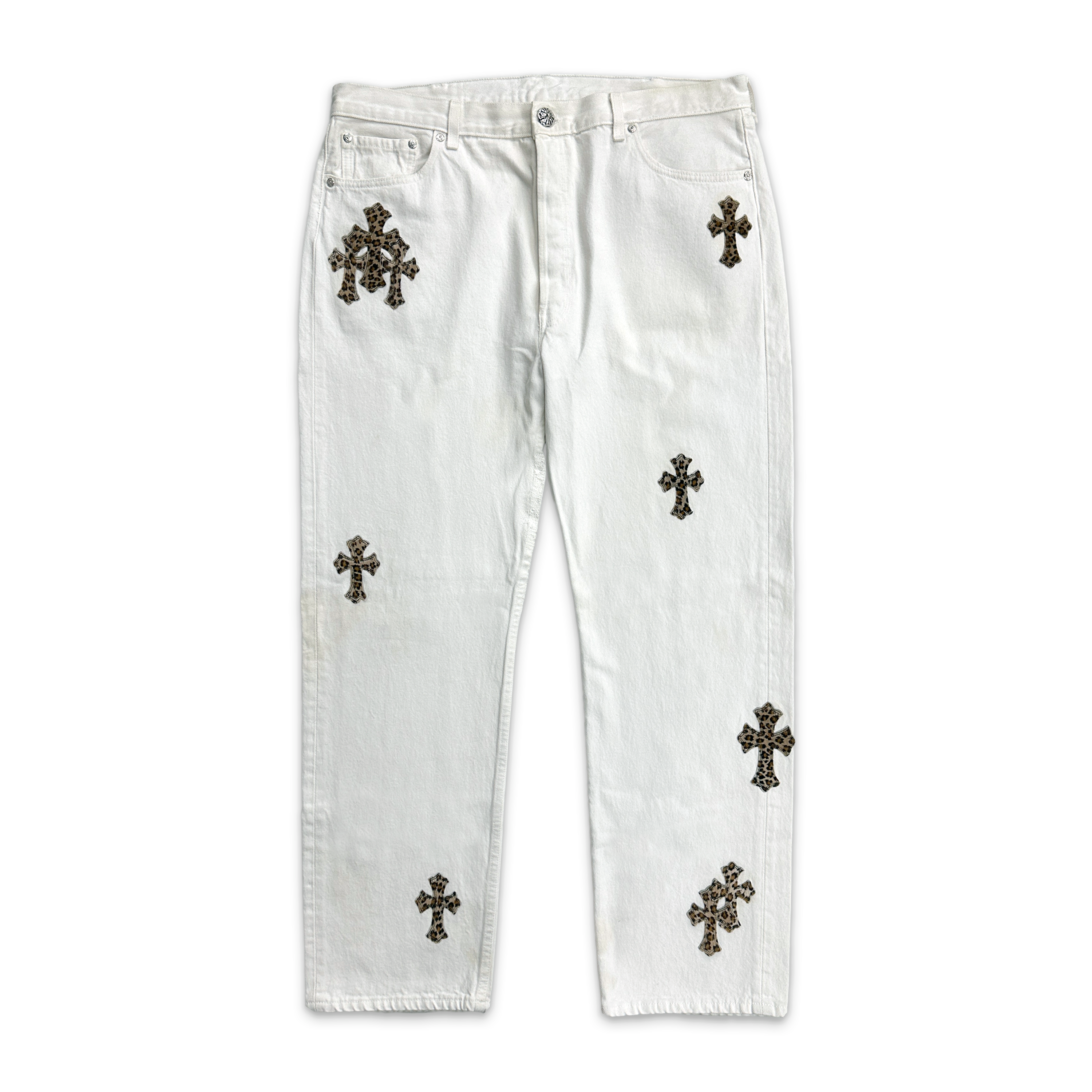 Chrome Hearts, Levi Cheetah Cross Patch Jeans "White"
