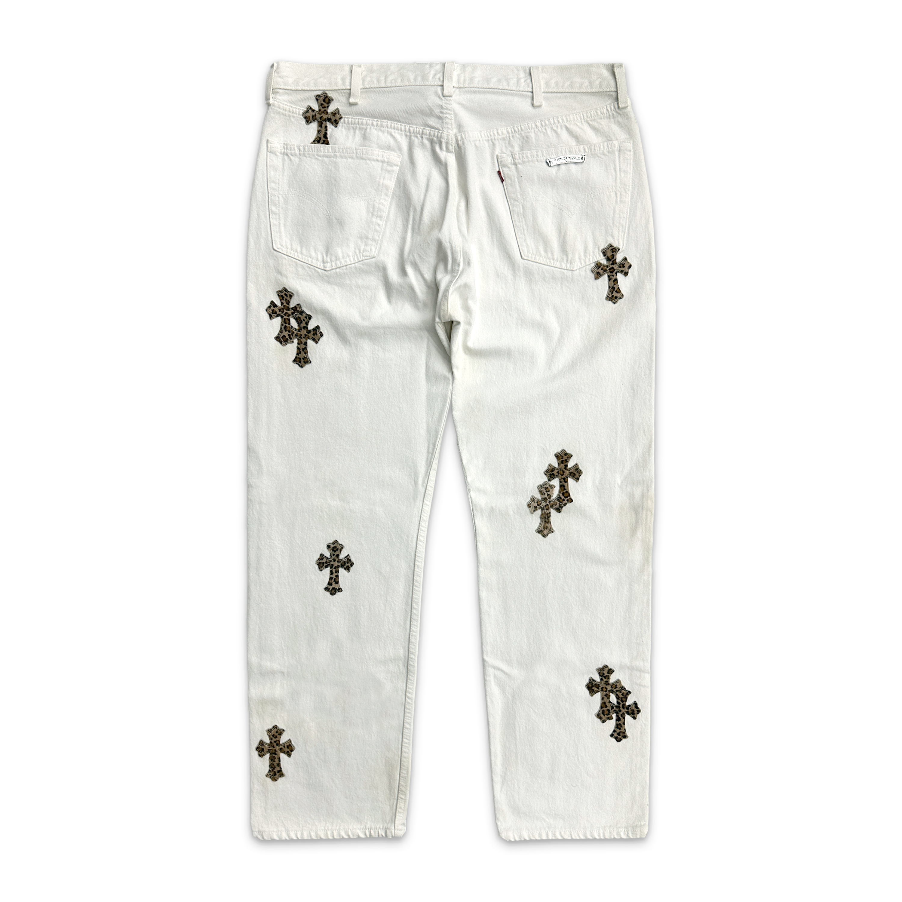 Chrome Hearts, Levi Cheetah Cross Patch Jeans "White"