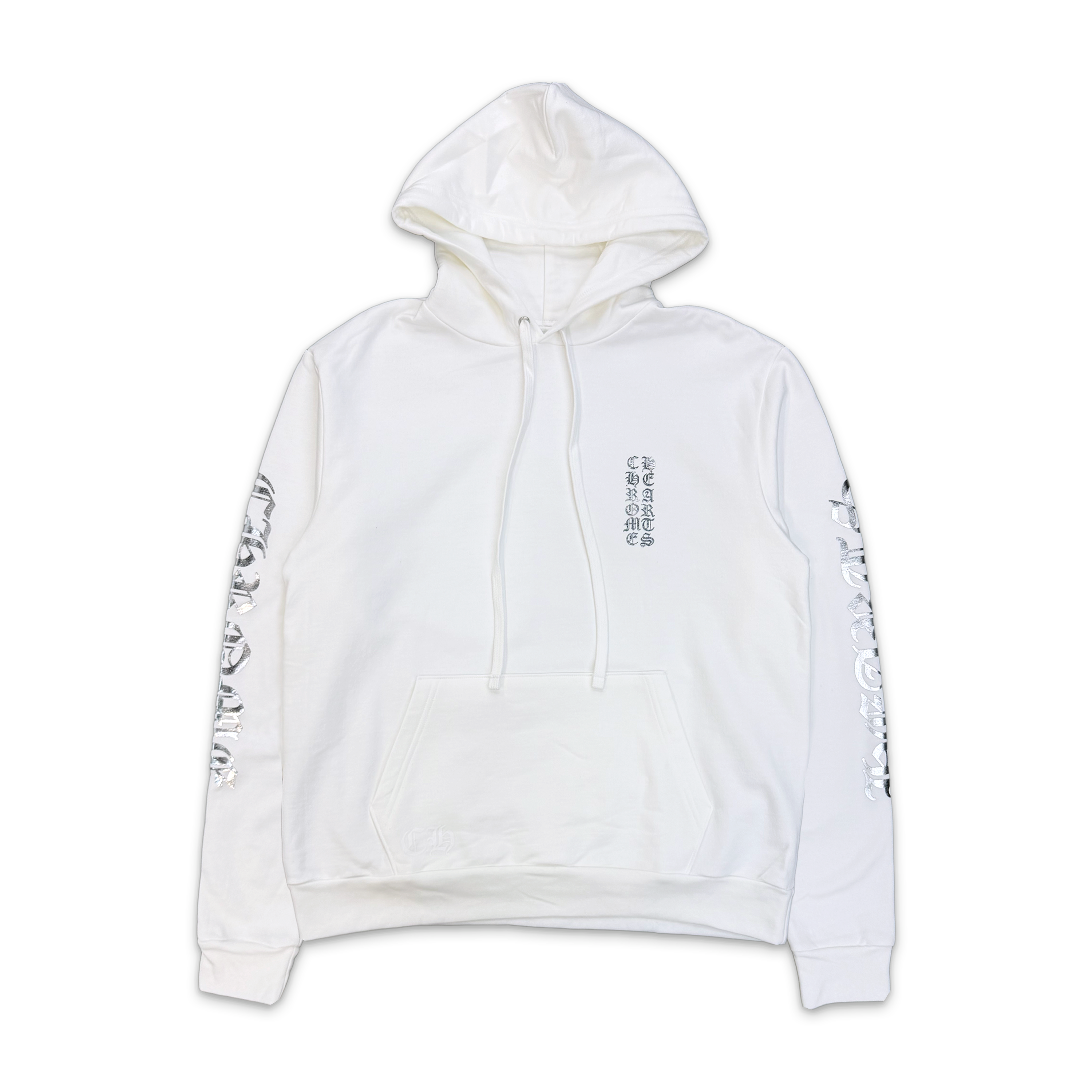 Vertical Logo Hoodie "White/Metallic Silver"