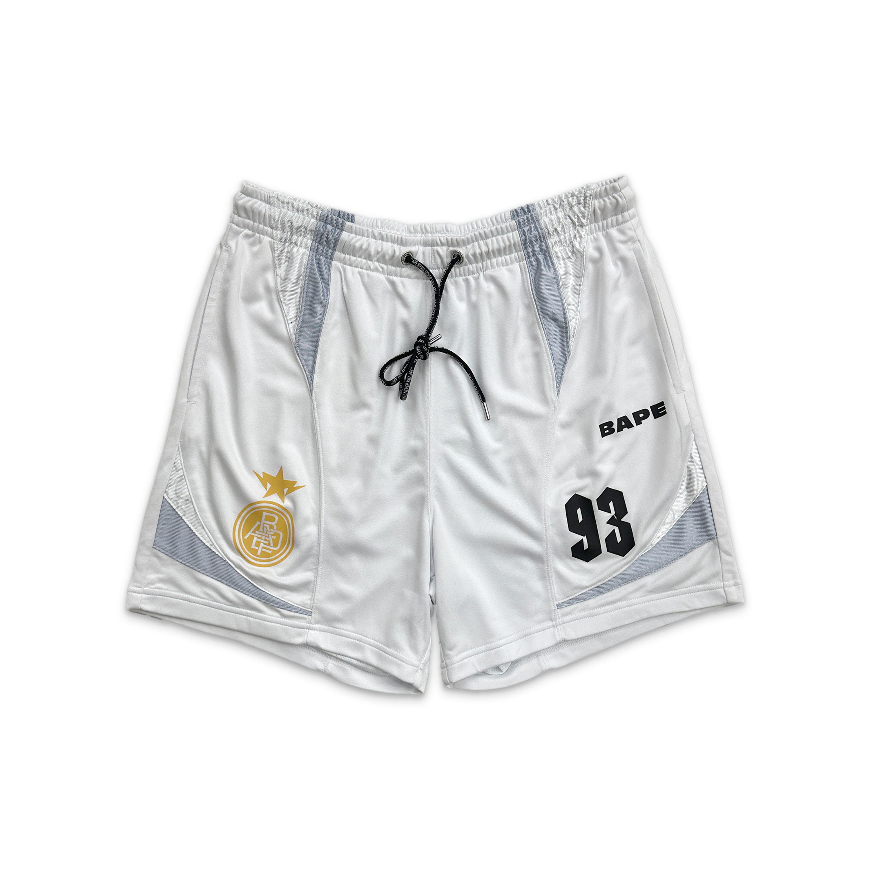 A Bathing Ape (BAPE), Multi Logo Relaxed Fit Soccer Shorts "White"