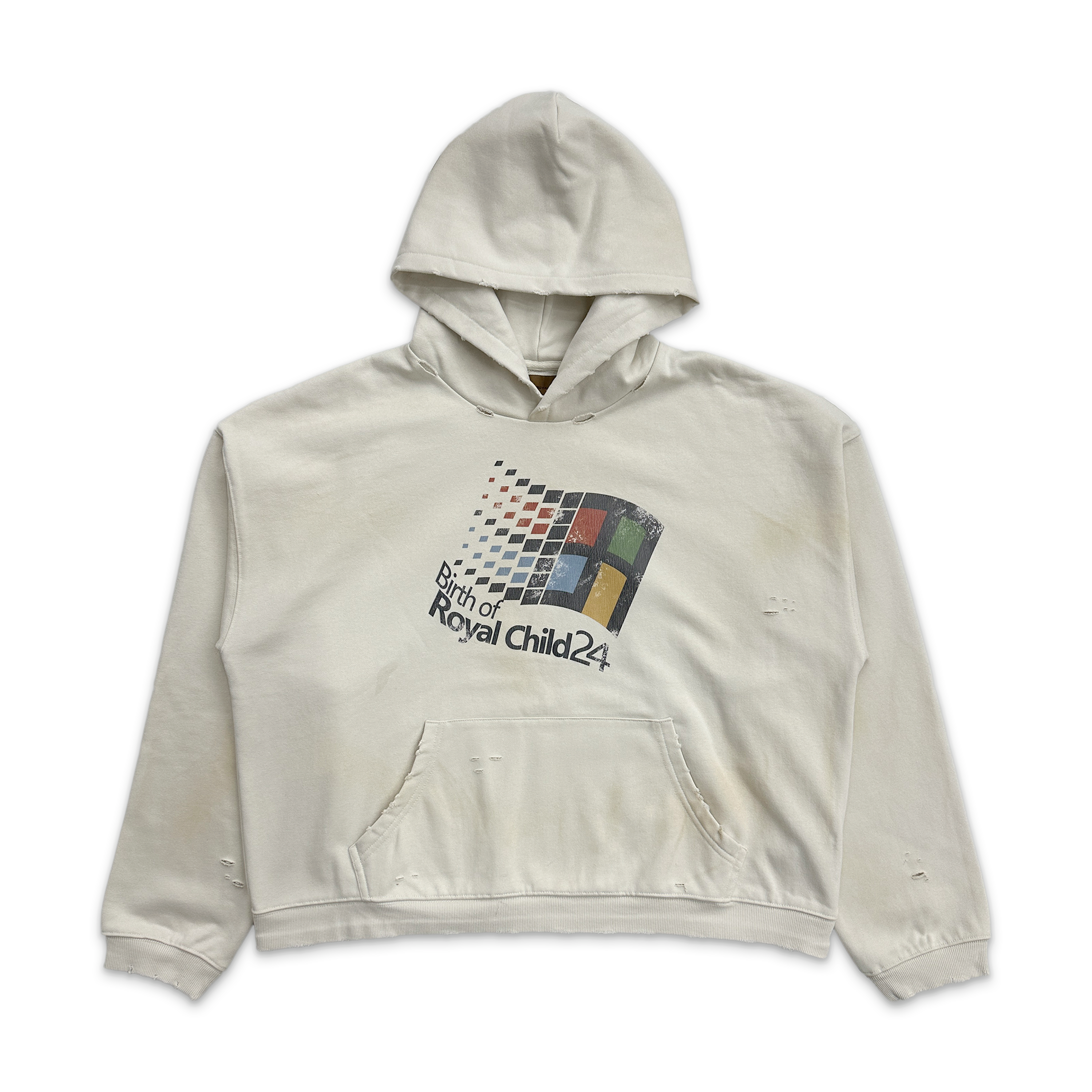Birth of Royal Child, Windows 24 Distressed Hoodie "White"